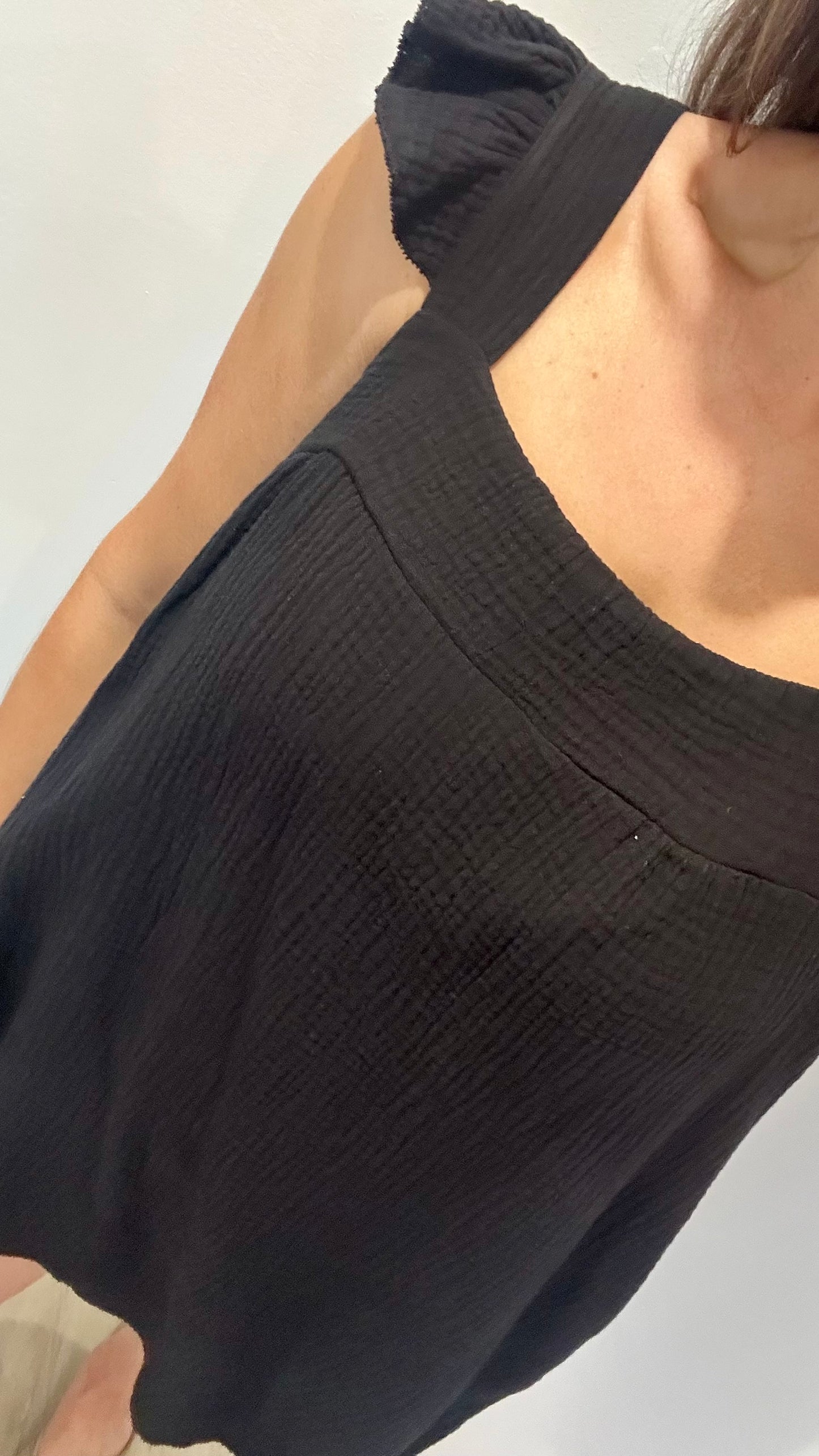 BLACK BABYDOLL MINI DRESS