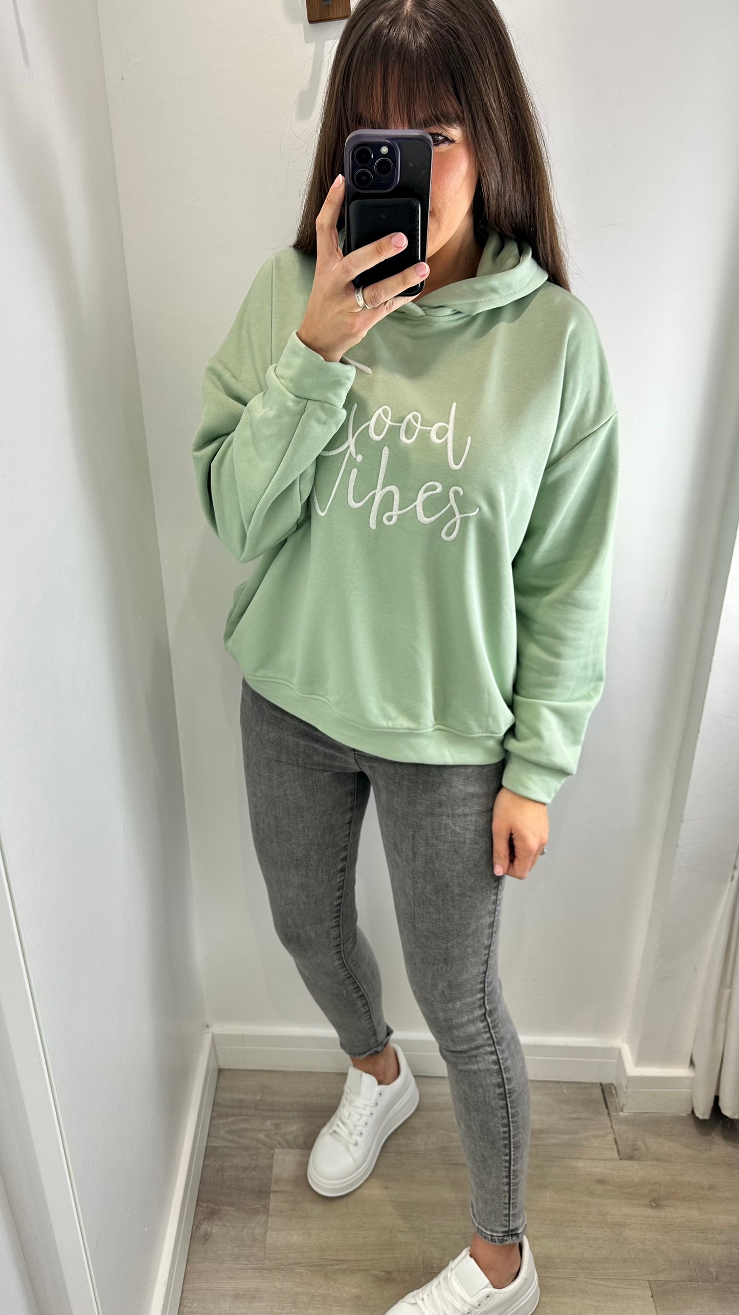 MINT GREEN GOOD VIBES HOODIE