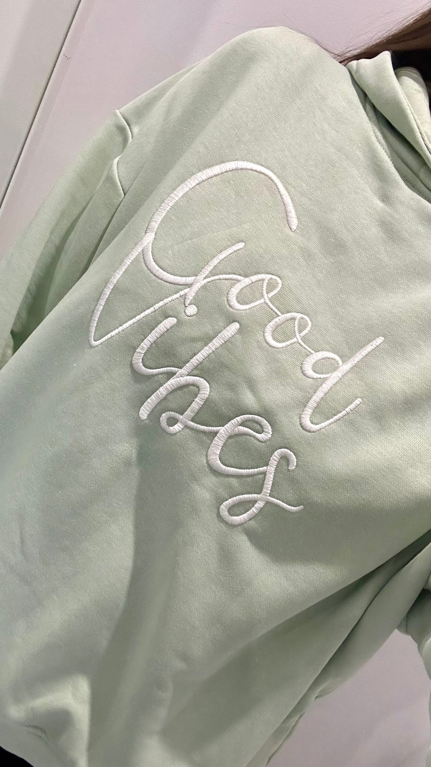 MINT GREEN GOOD VIBES HOODIE