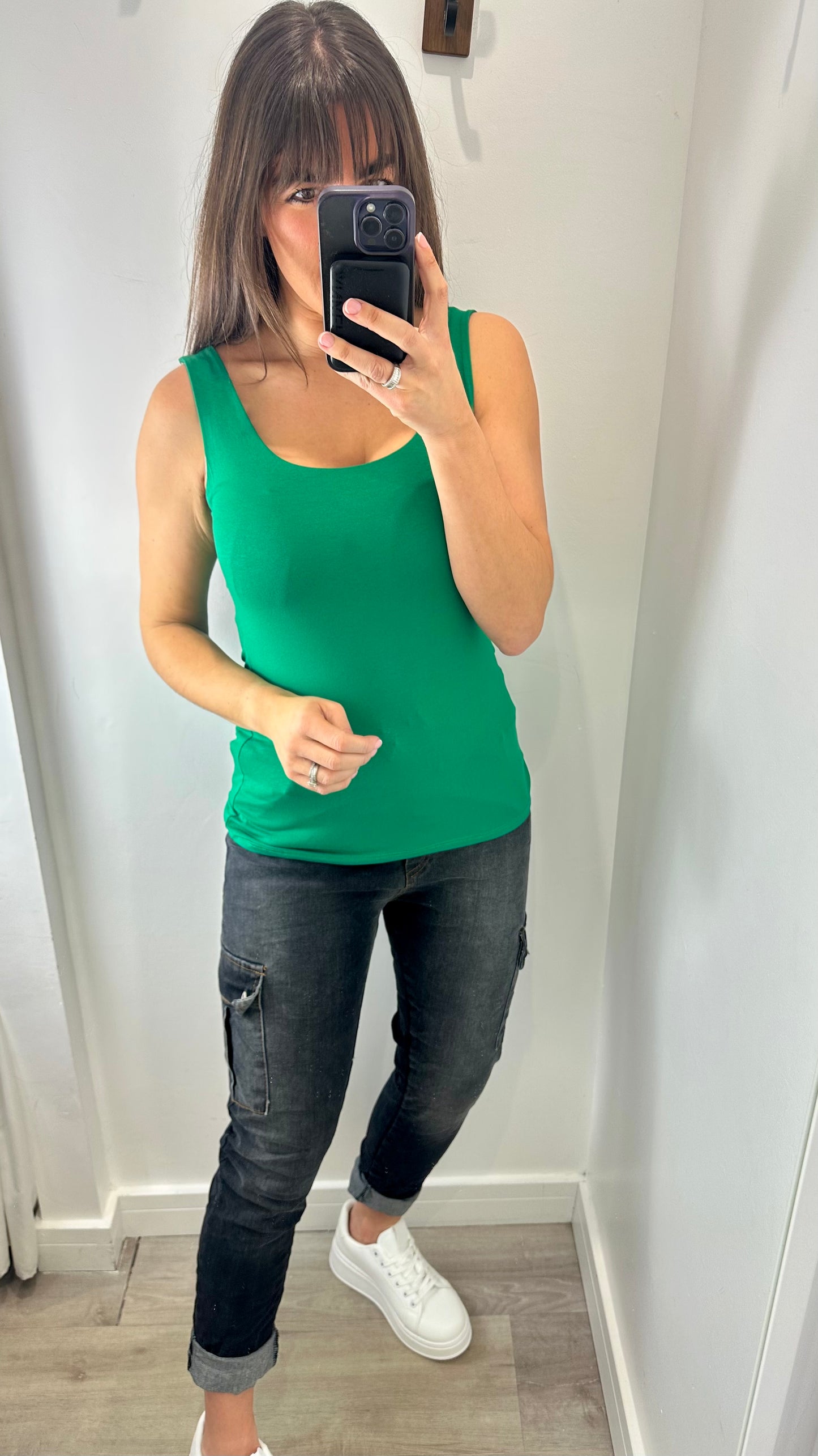 GREEN CAMI VEST TOP