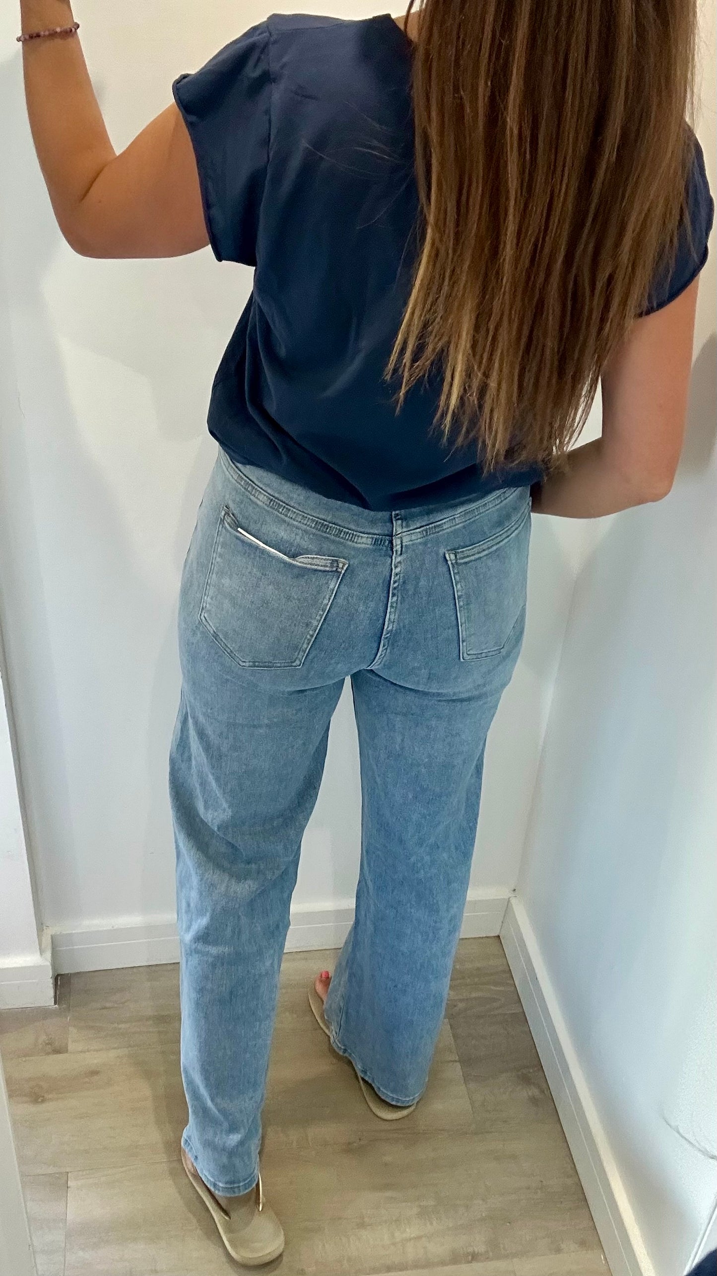BLUE DENIM WIDE LEG JEANS