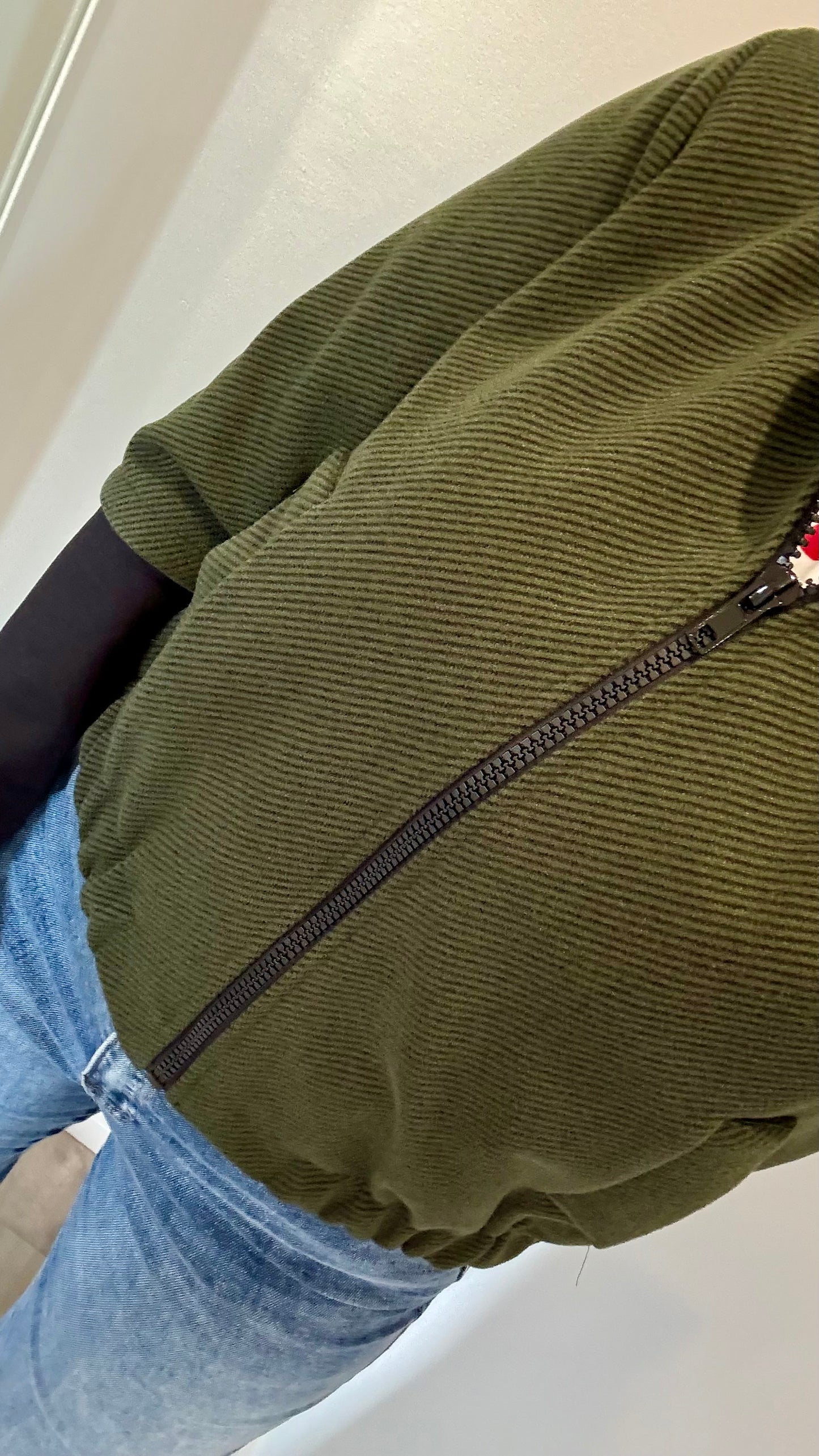 KHAKI GREEN CONTRAST BOMBER JACKET