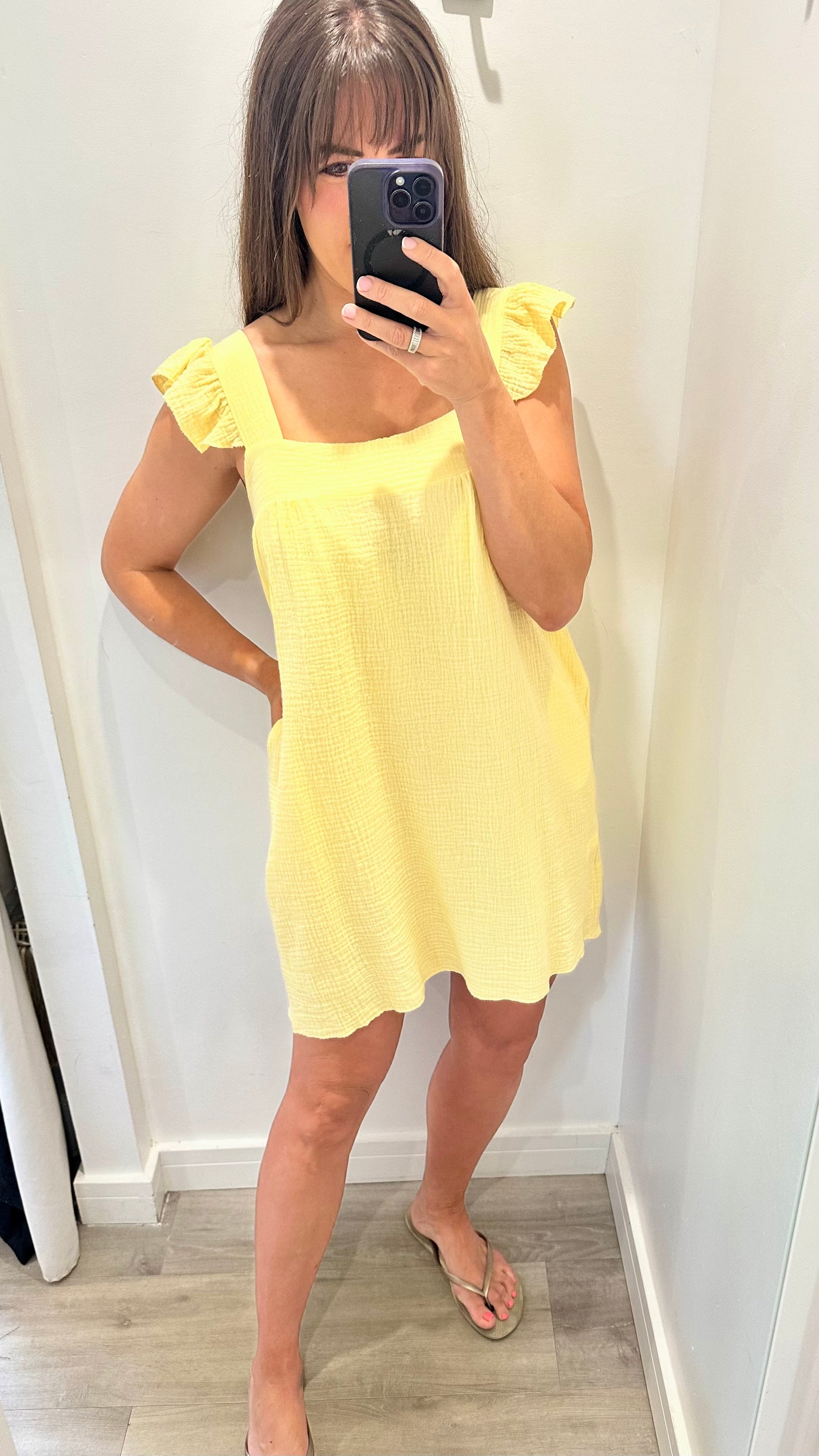 LEMON BABYDOLL MINI DRESS