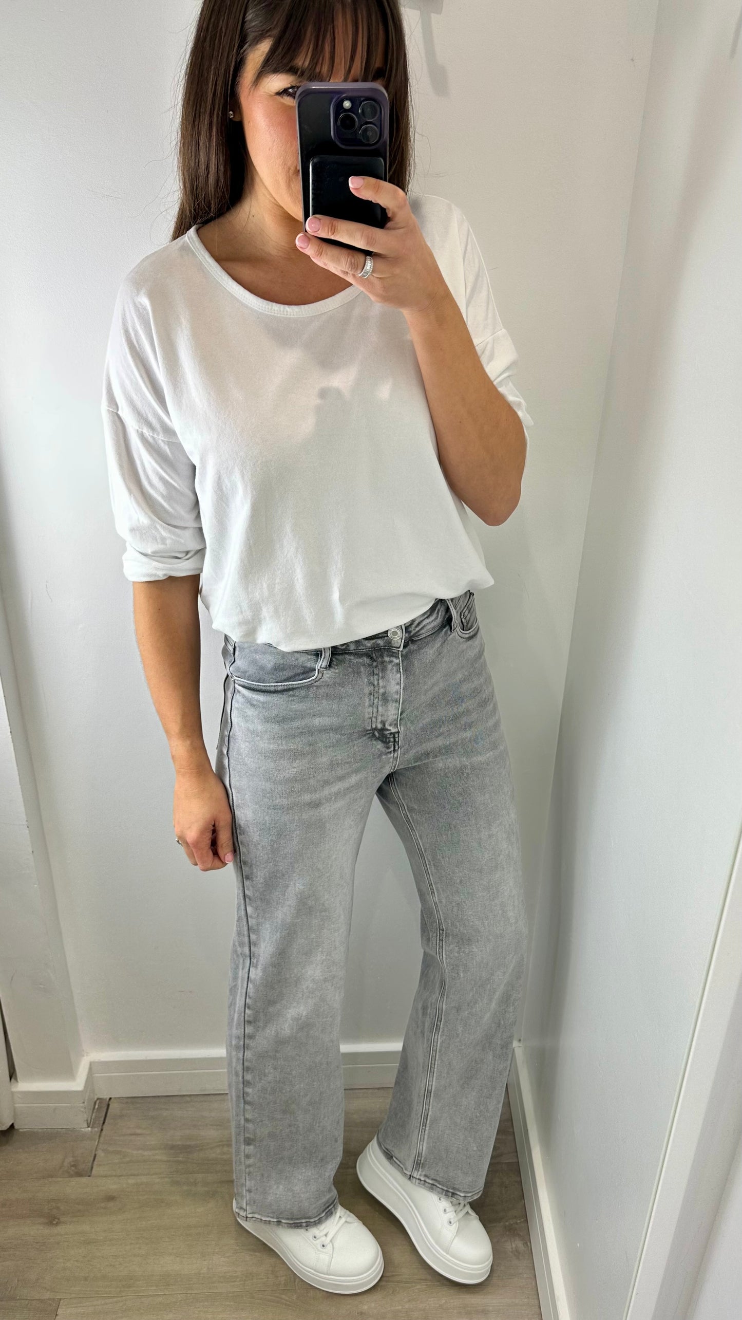 GREY WASHED DAD FIT JEANS