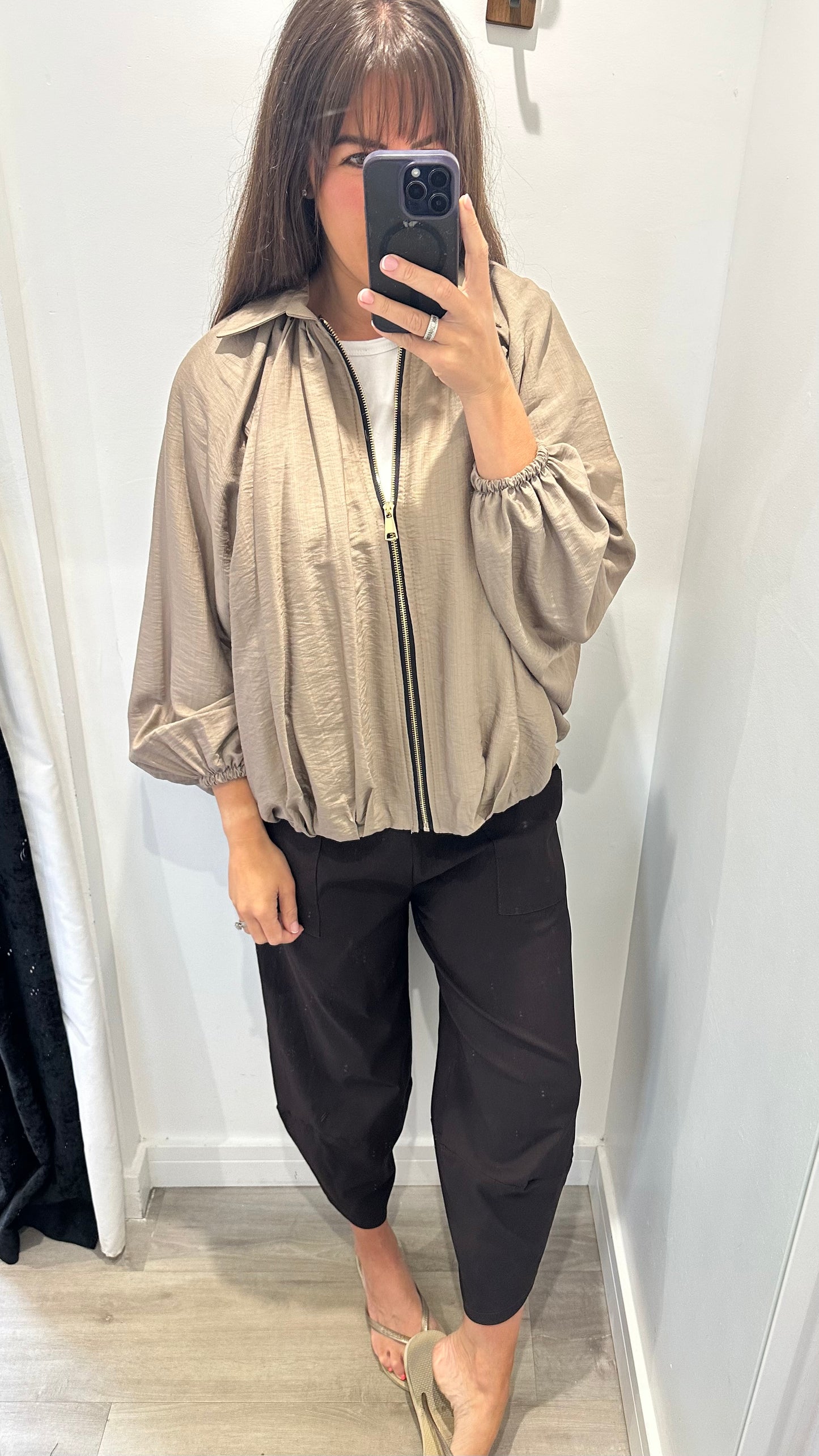 MOCHA BALLOON SLEEVE JACKET