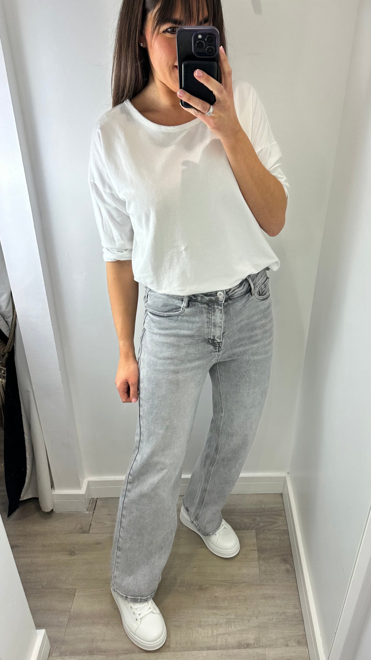 GREY WASHED DAD FIT JEANS
