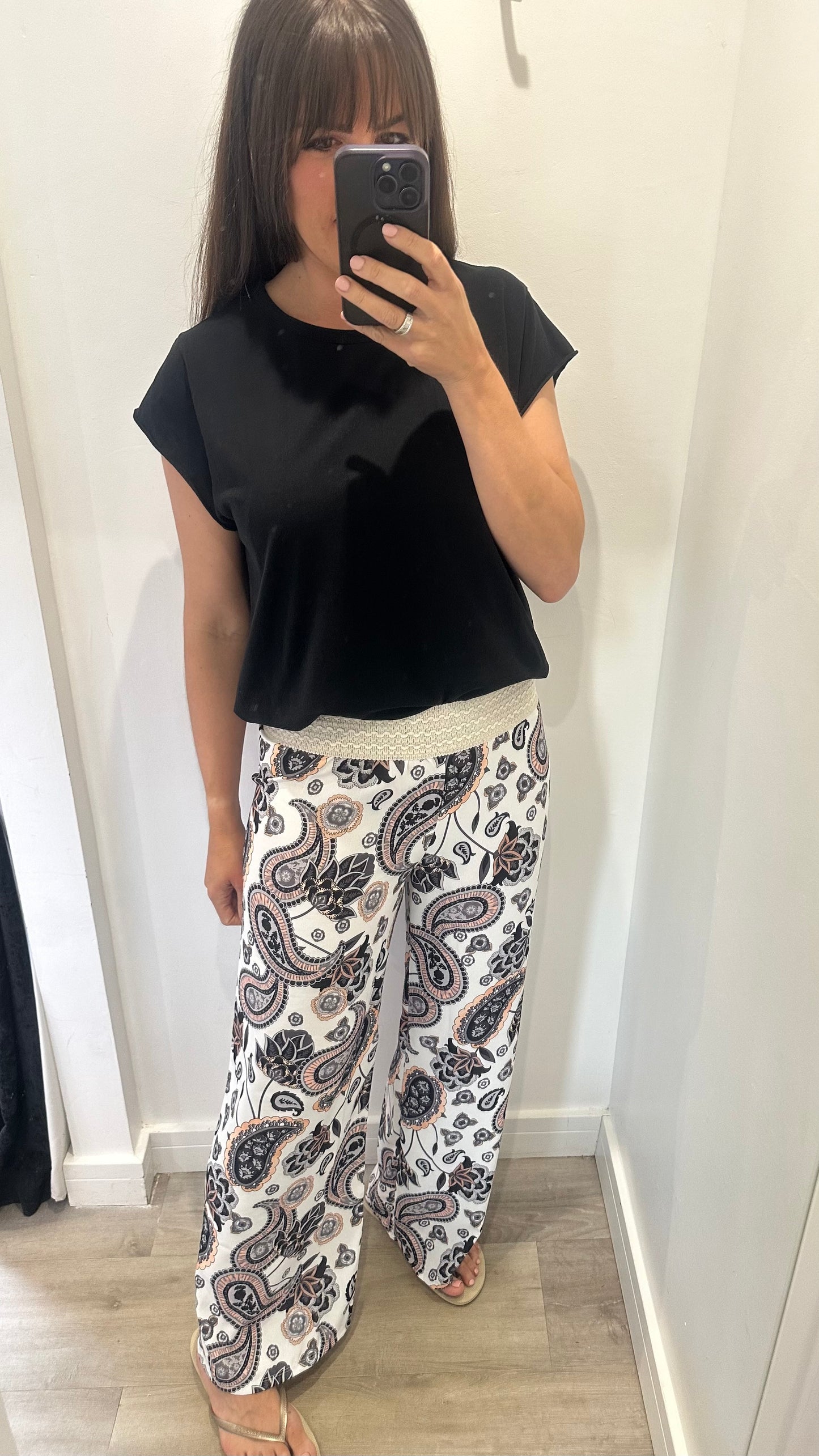 BLACK PAISLEY TROUSERS
