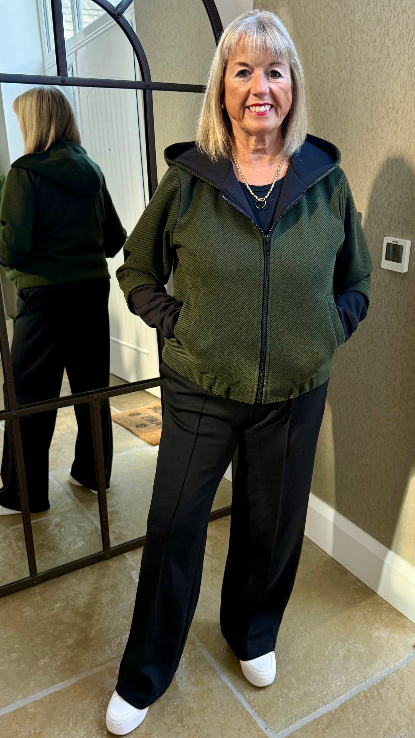 KHAKI GREEN CONTRAST BOMBER JACKET