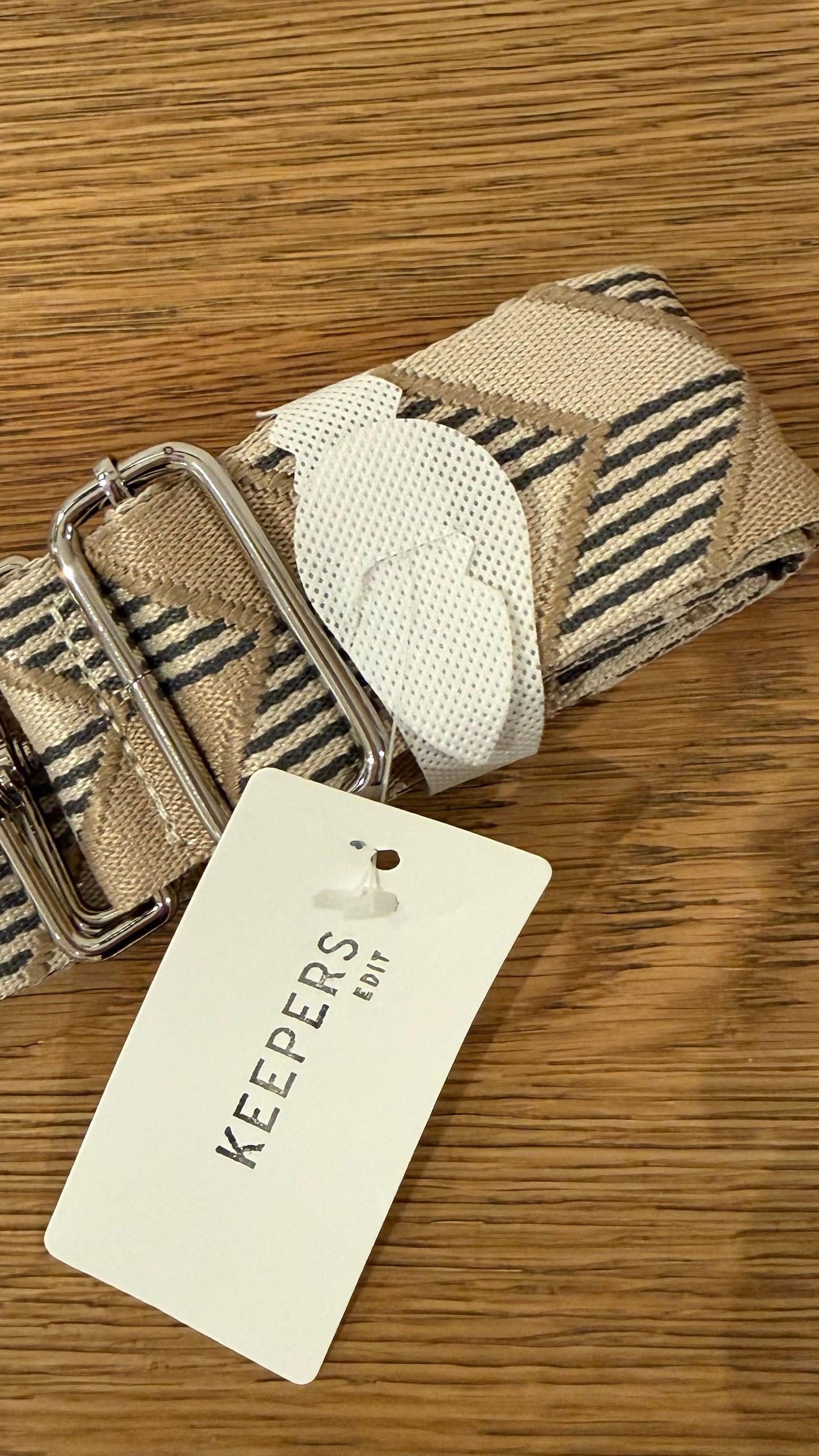 BAG STRAP – NUDE WITH BLACK GEOMETRIC