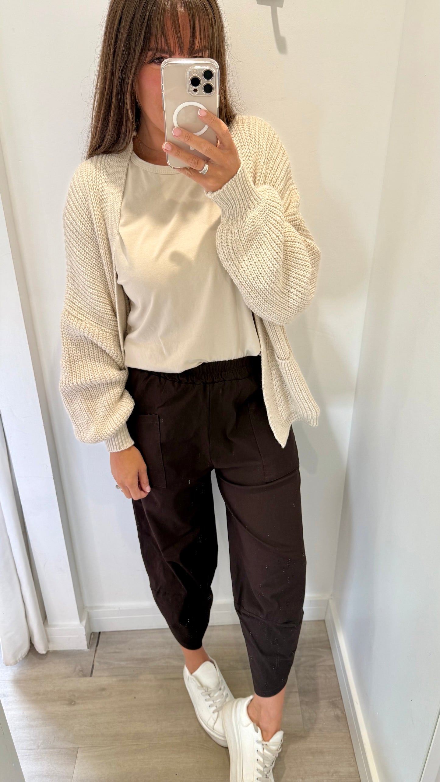 BROWN CROPPED POCKET TROUSERS