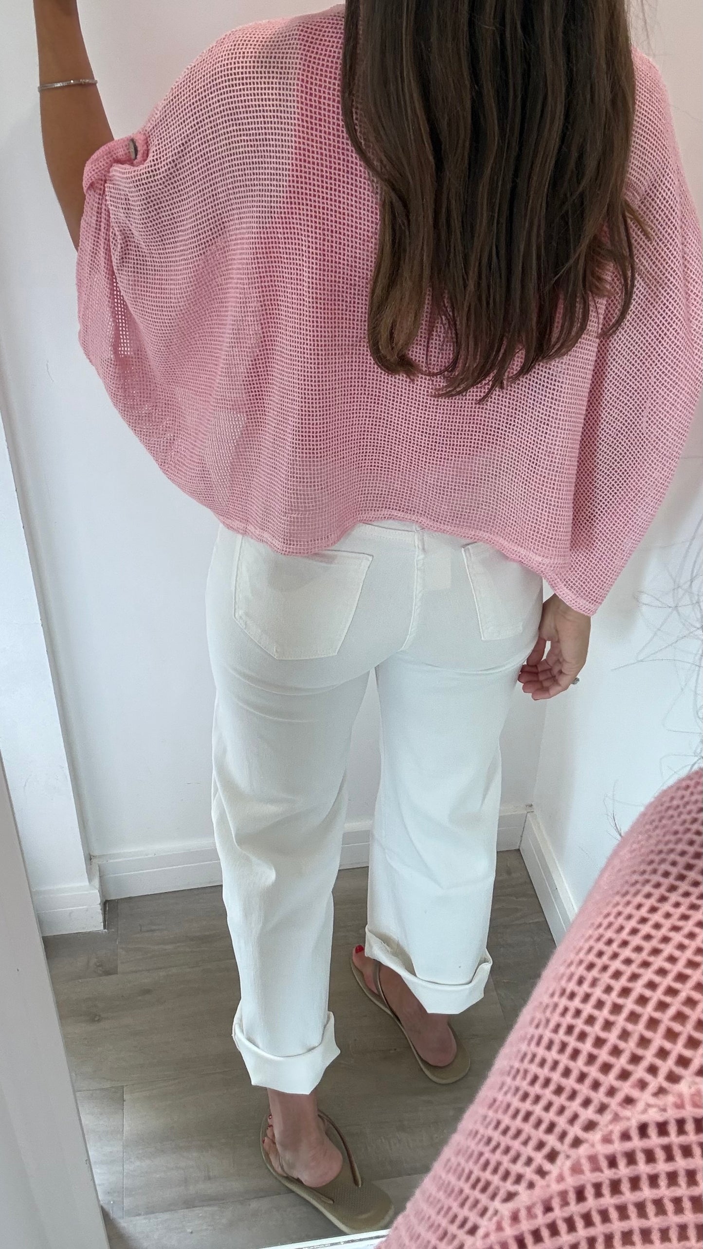 BRIGHT PINK FINE KNIT BATWING CARDIGAN