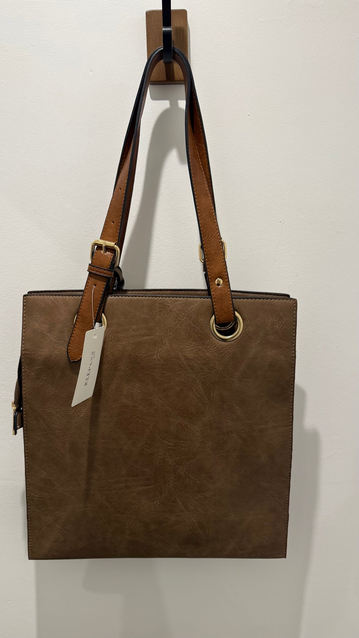 BROWN SHOPPER BAG WITH DETACHABLE PURSE