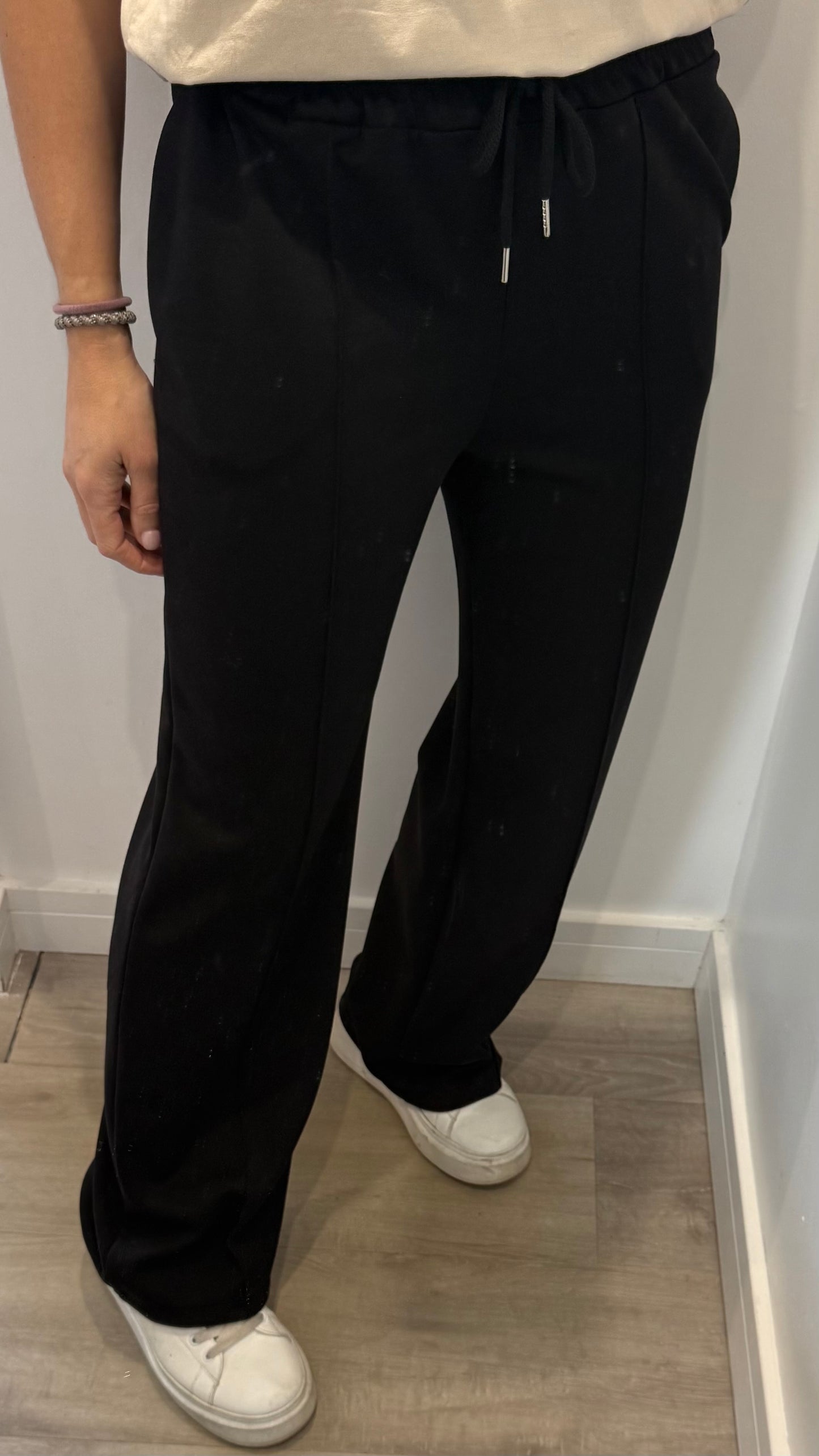 BLACK STRAIGHT LEG TROUSERS