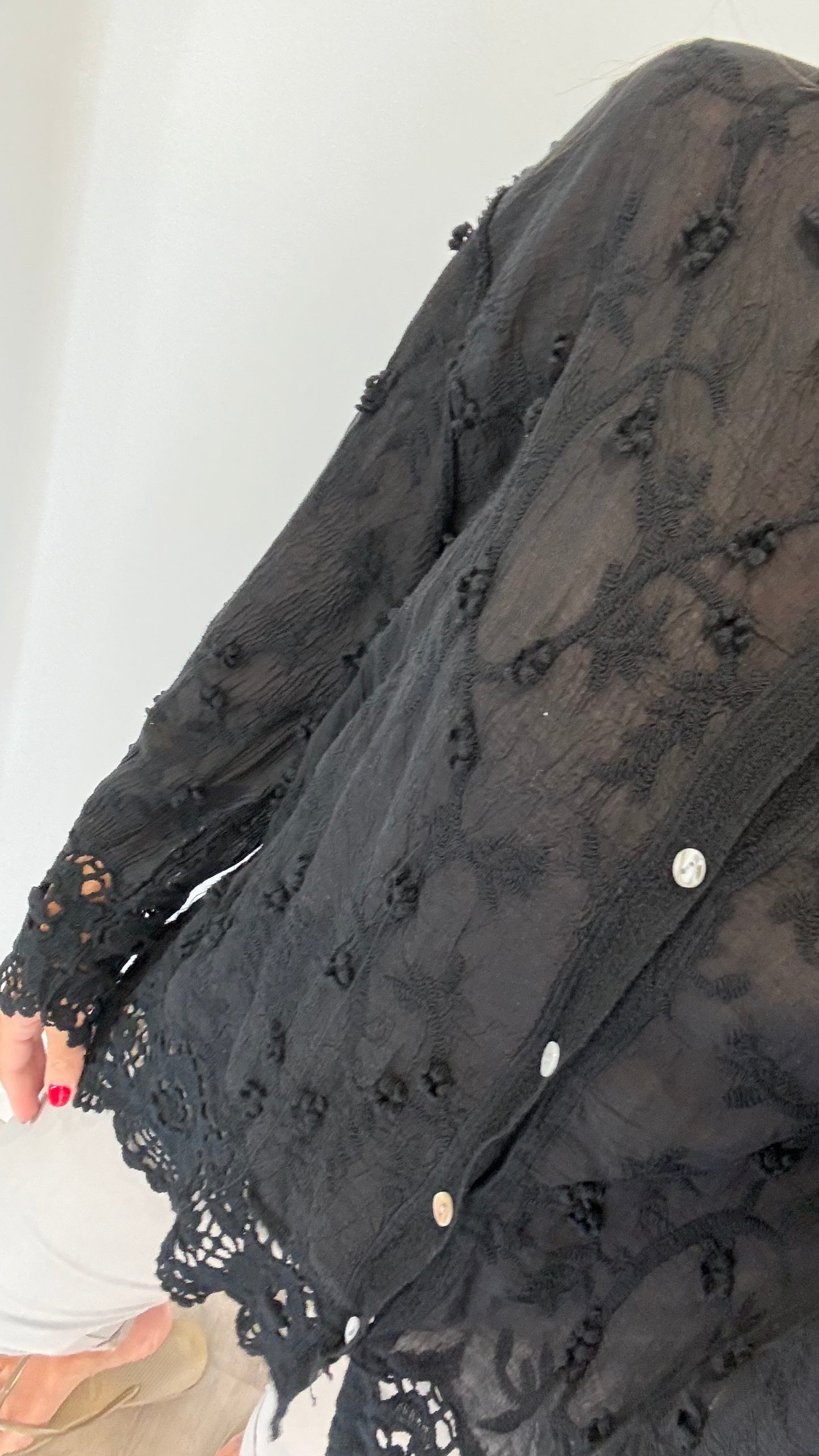 BLACK CROCHET DETAIL SHIRT