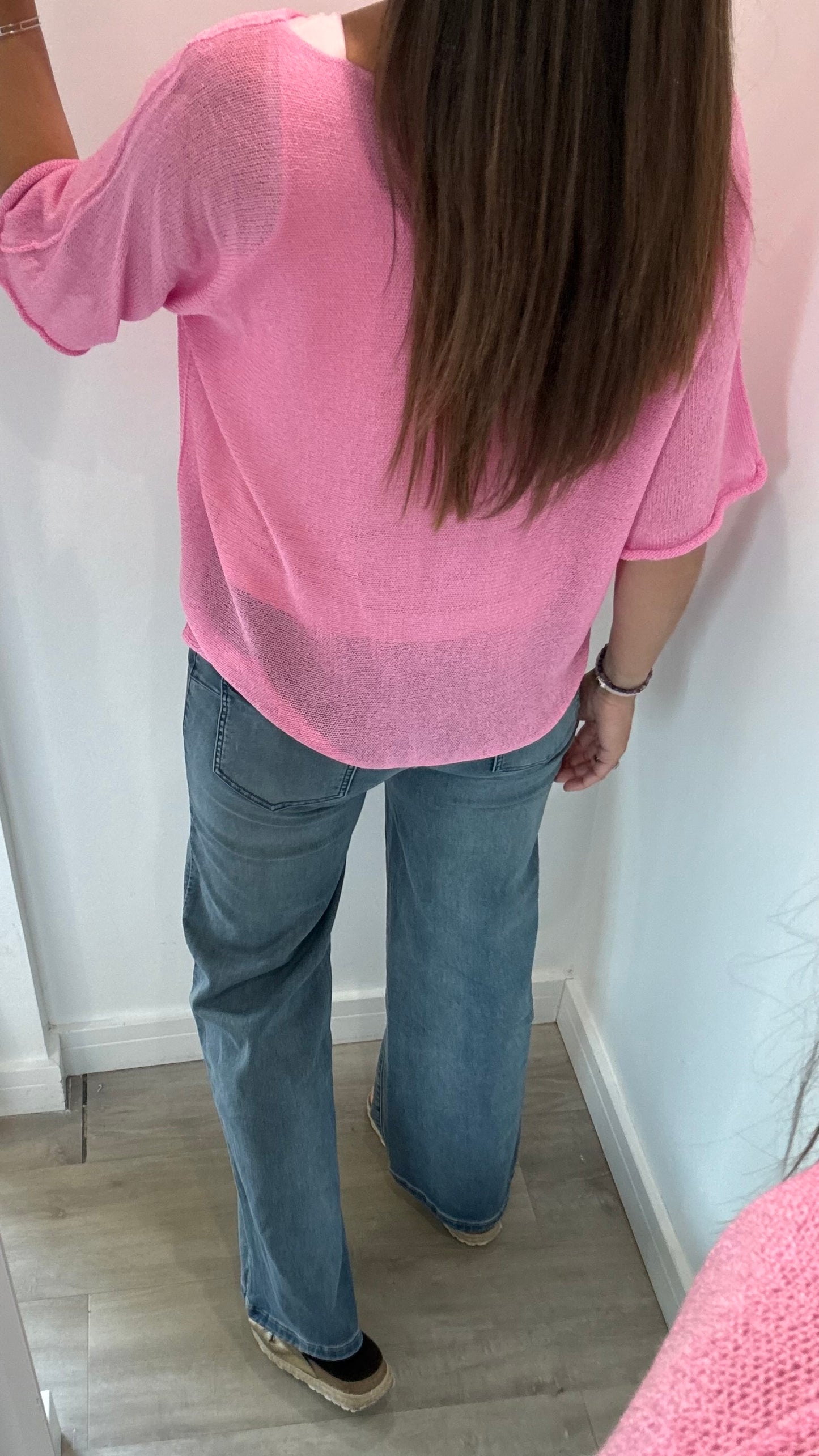 BRIGHT PINK FINE KNIT TOP