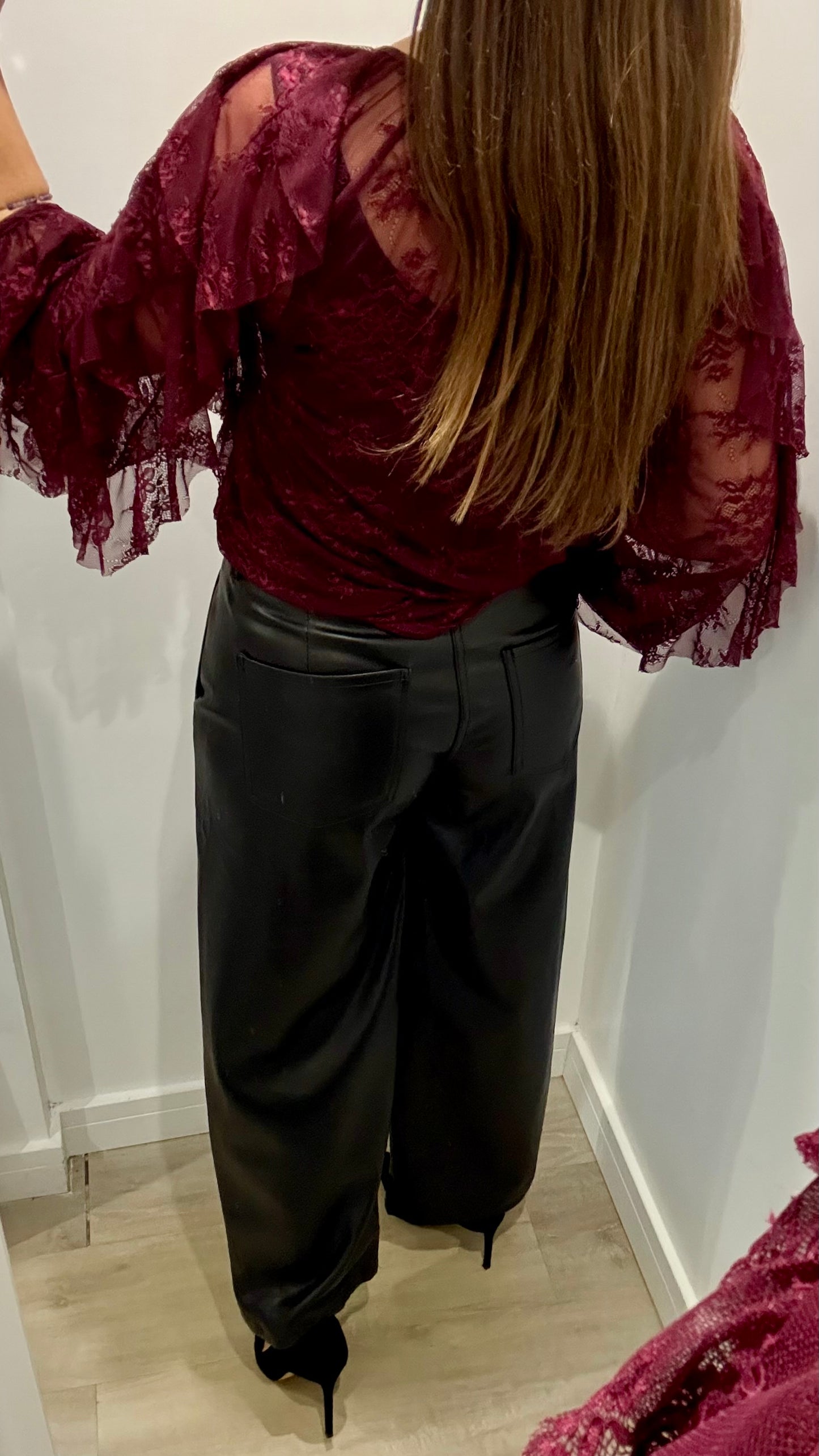 BUTTERY SOFT PLEATHER CROPPED WIDE-LEG TROUSERS