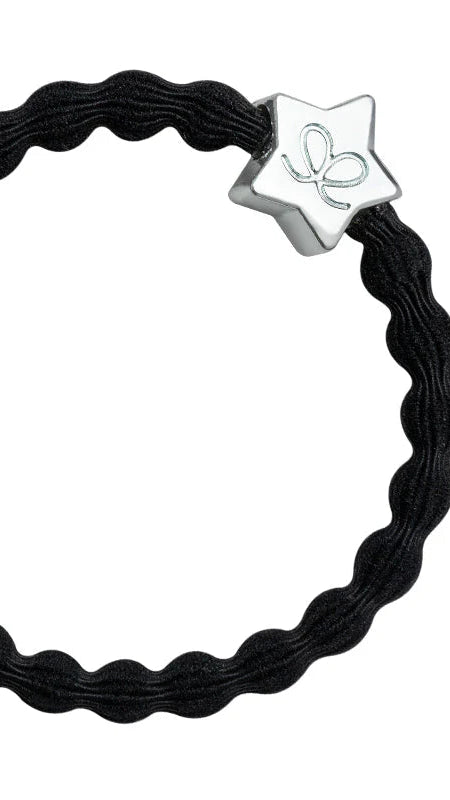 BYELOISE BLACK BANGLE BAND WITH SILVER STAR CHARM