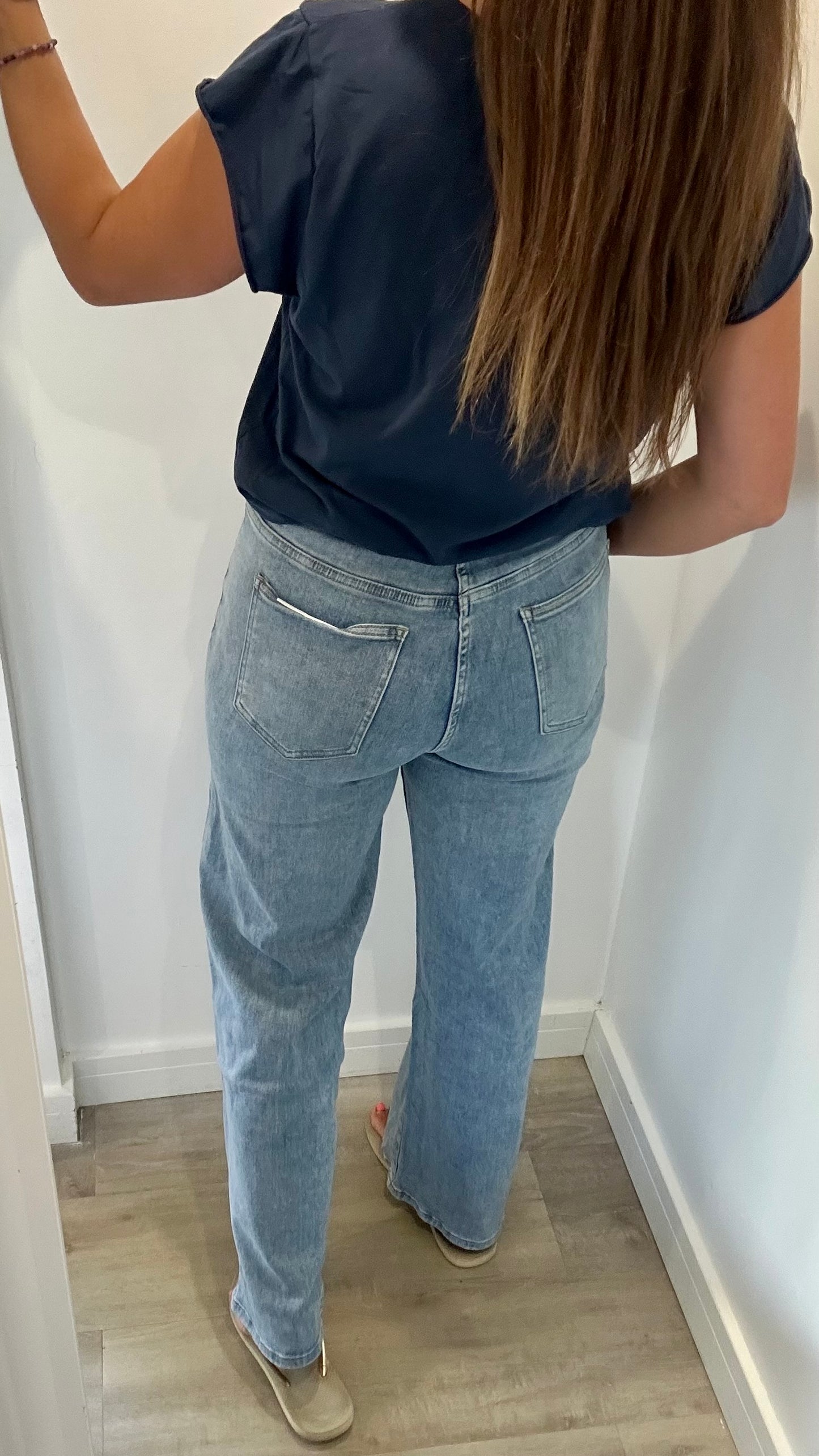 BLUE DENIM WIDE LEG JEANS