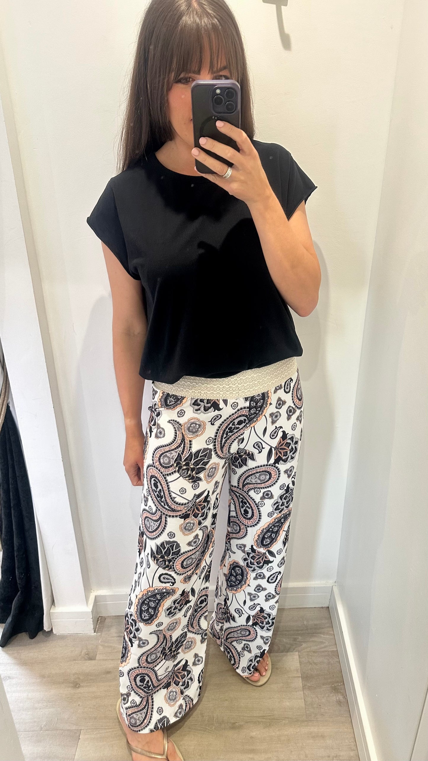 BLACK PAISLEY TROUSERS