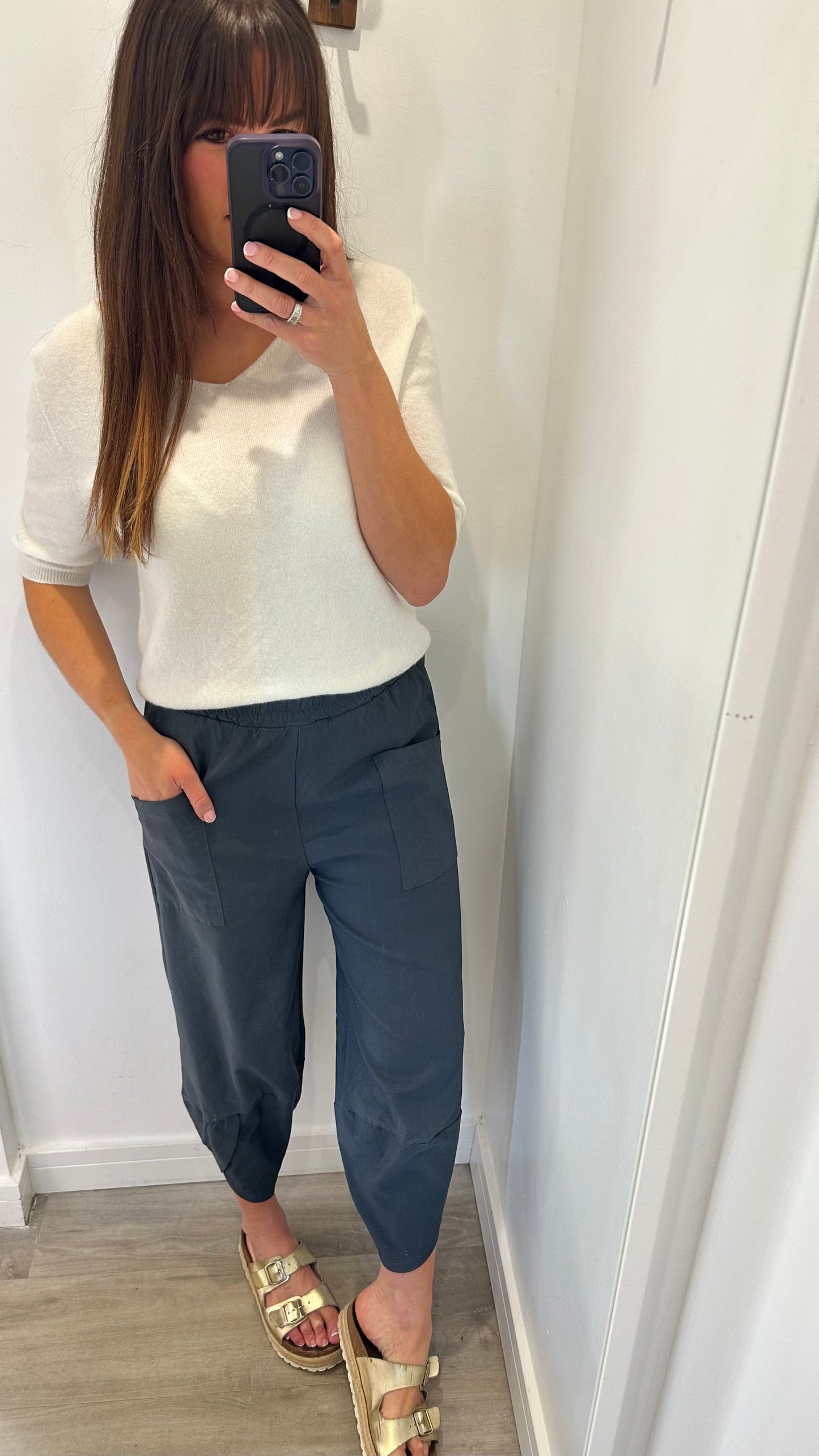 CHARCOAL CROPPED POCKET TROUSERS