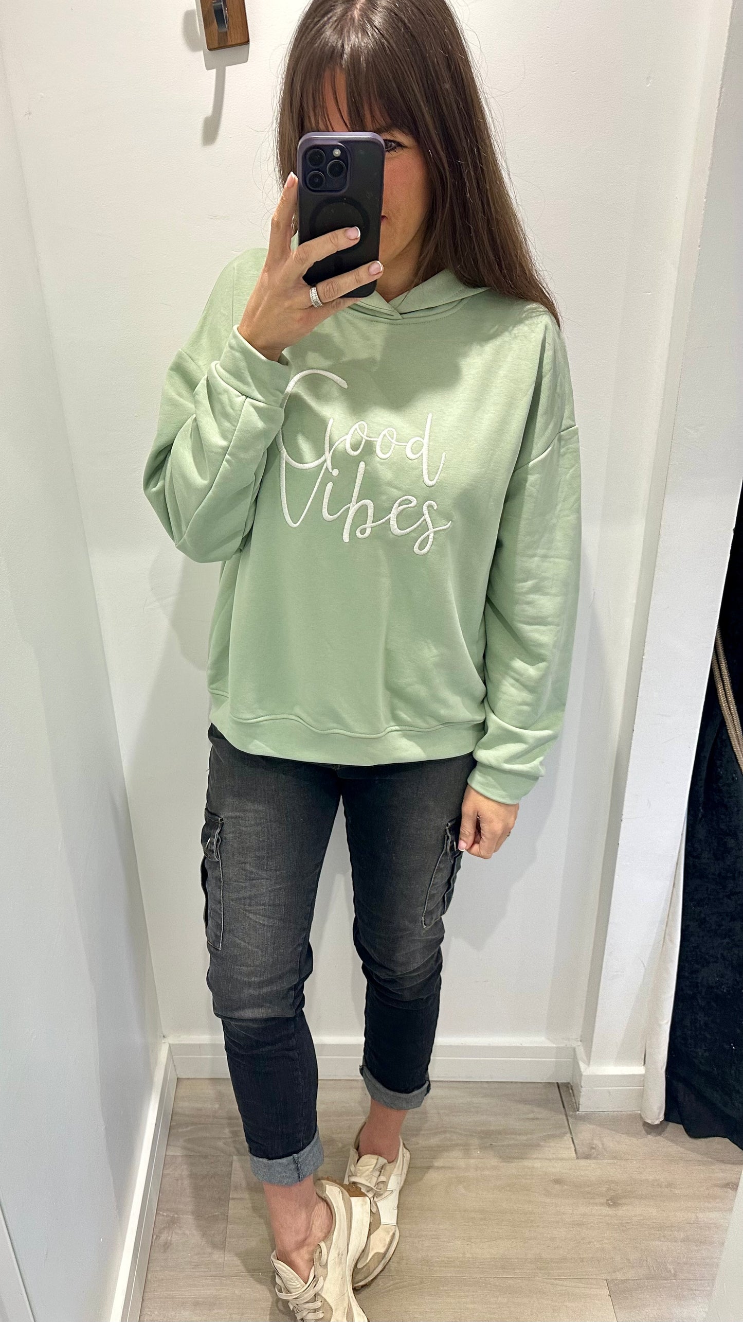 MINT GREEN GOOD VIBES HOODIE