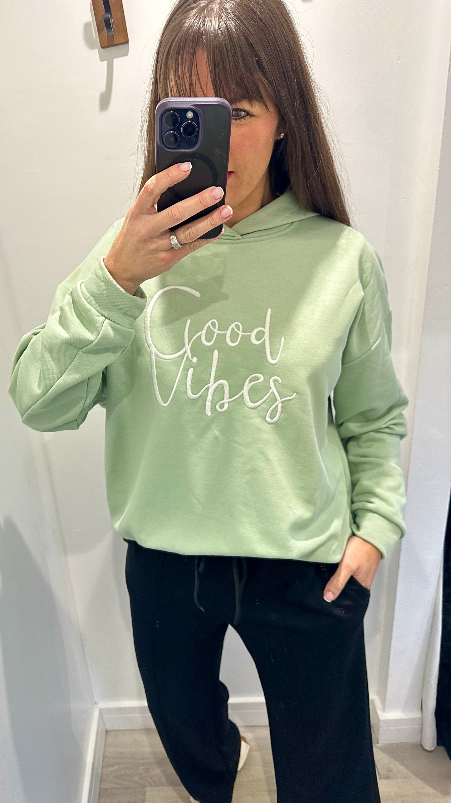 MINT GREEN GOOD VIBES HOODIE