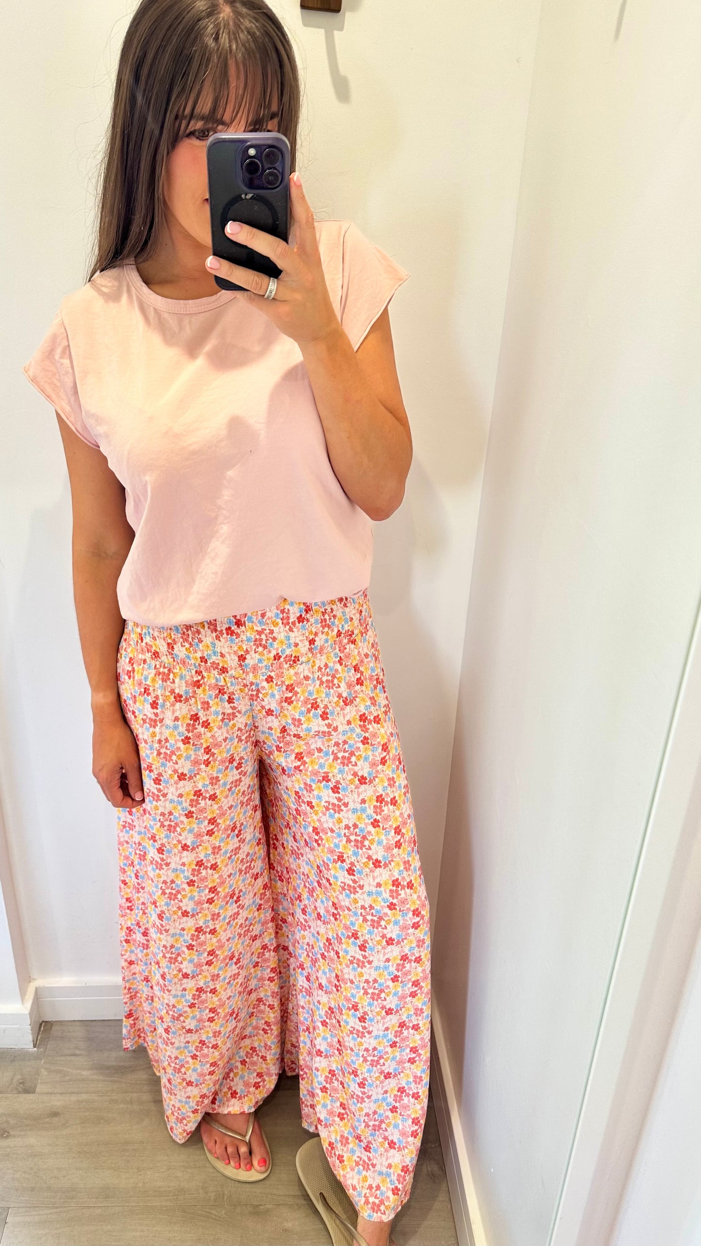 PINK AND CORAL PALAZZO TROUSERS