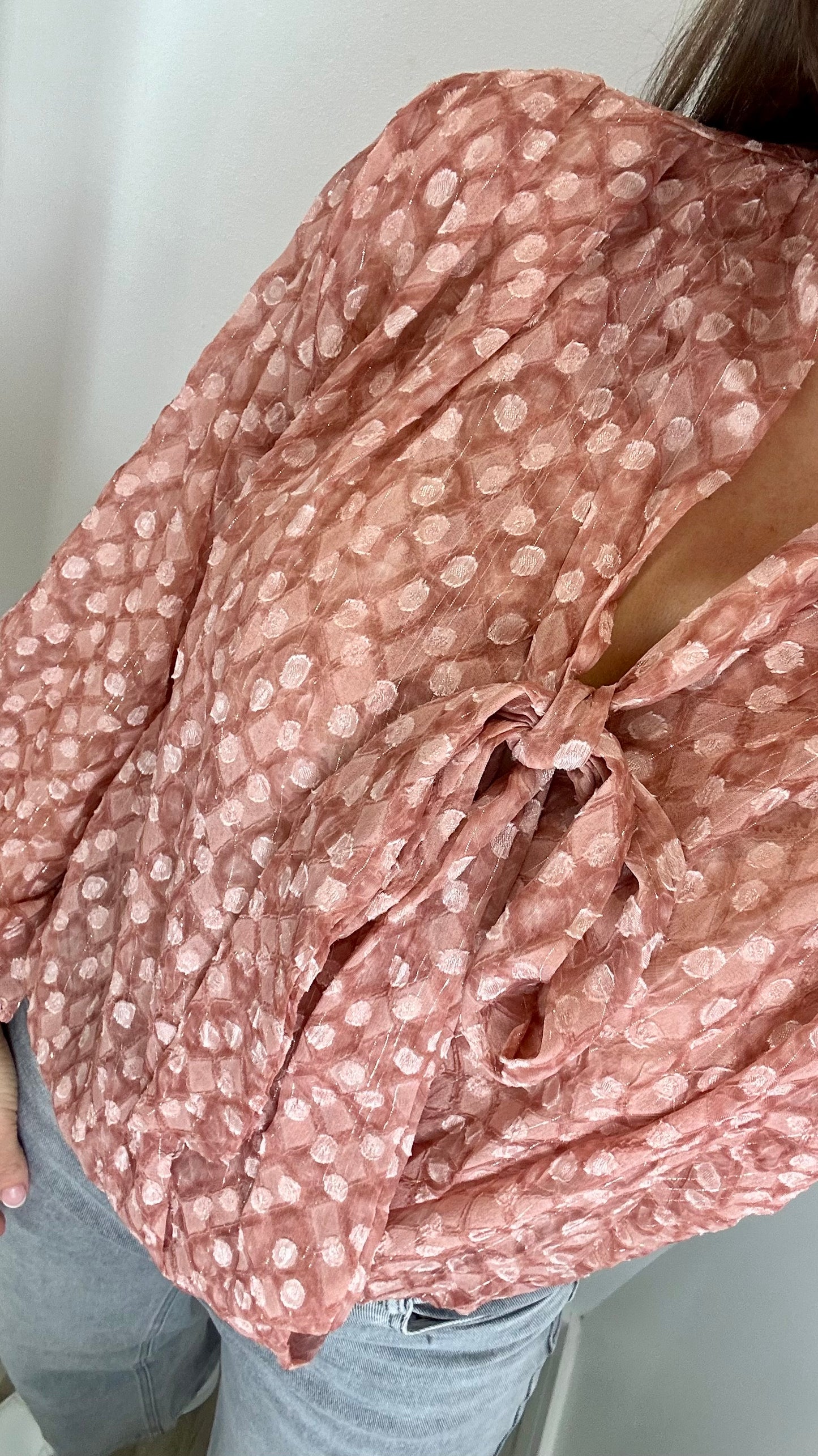 ROSE PINK METALLIC THREAD BLOUSE