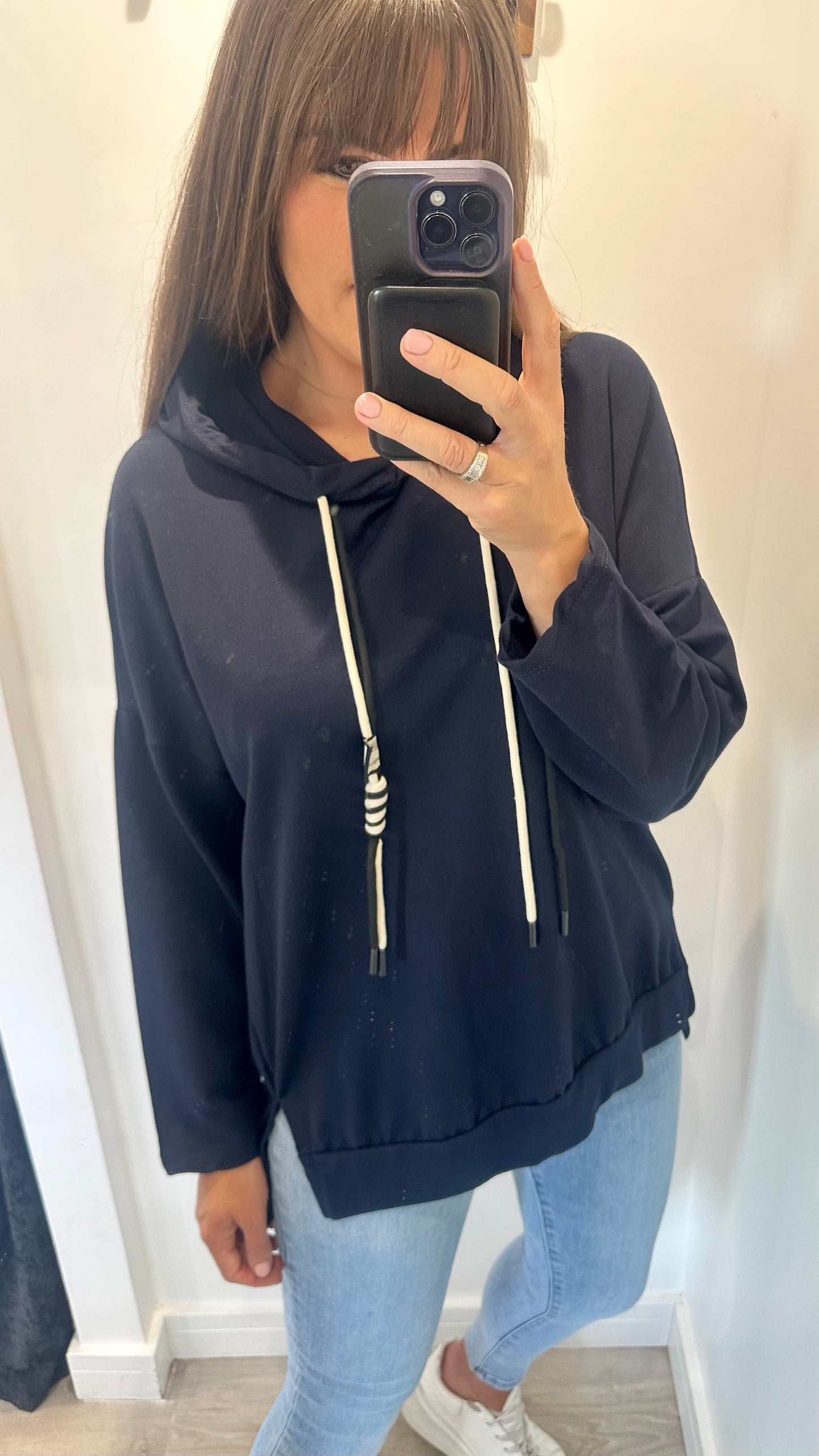 NAVY PLAIN LIGHTWEIGHT HOODIE