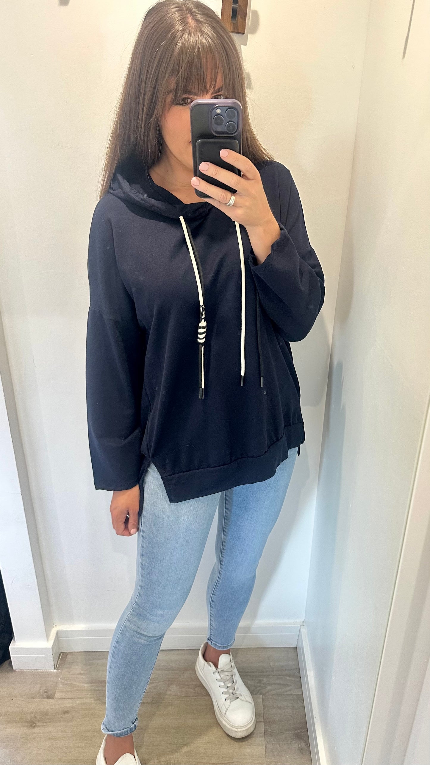 NAVY PLAIN LIGHTWEIGHT HOODIE