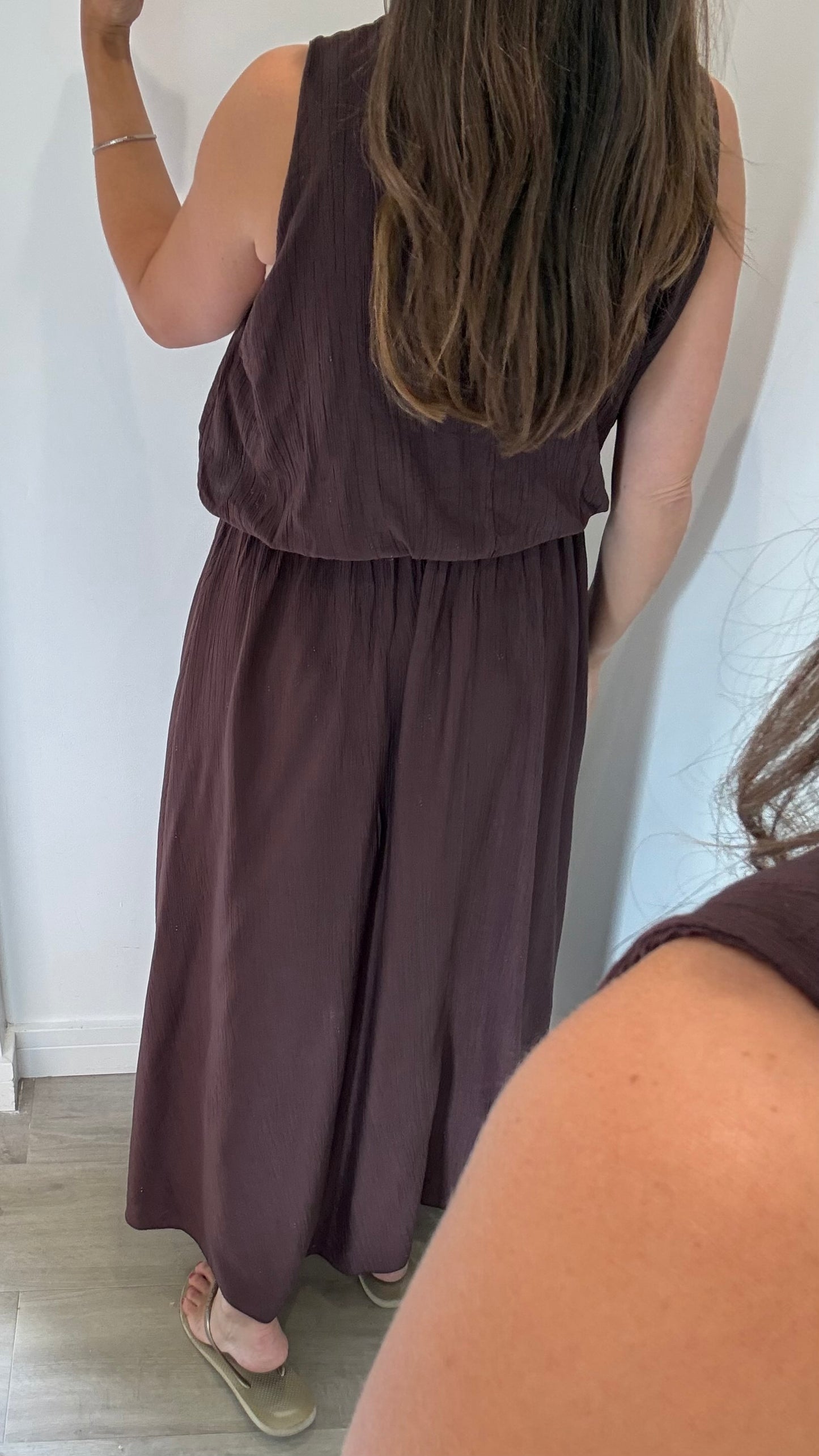CHOCOLATE ELASTICATED MAXI DRESS