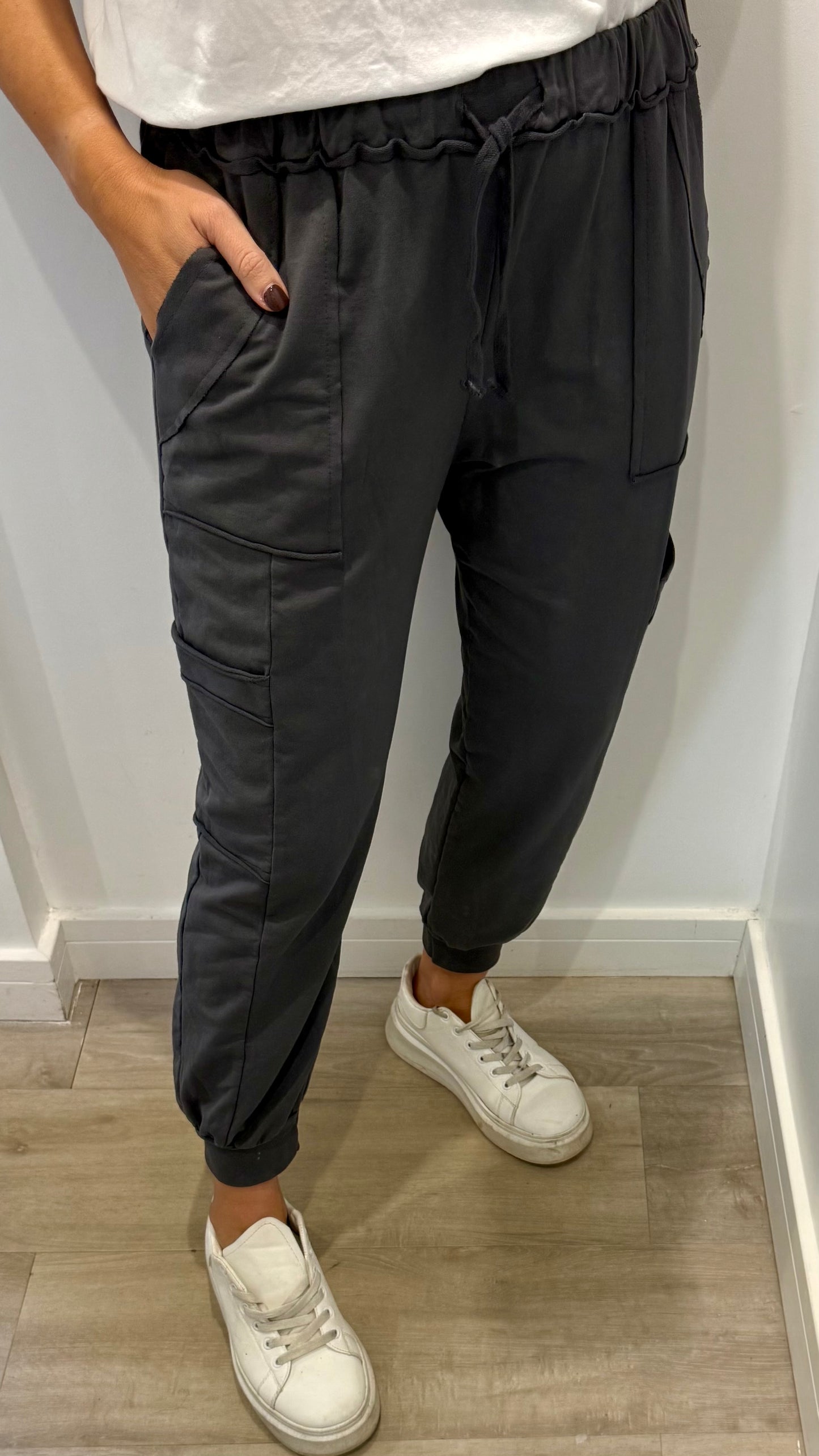 CHARCOAL POCKET JOGGER SWEAT PANTS