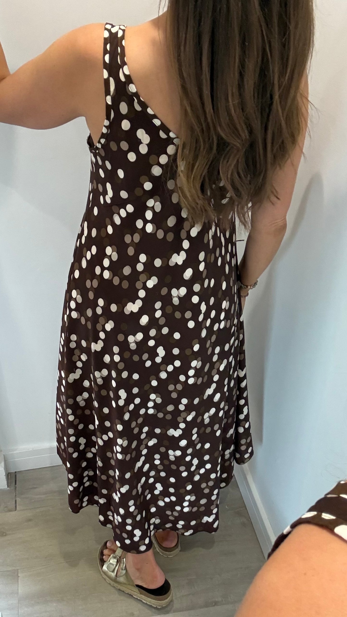CHOCOLATE SPOTTY SUMMER DRESS