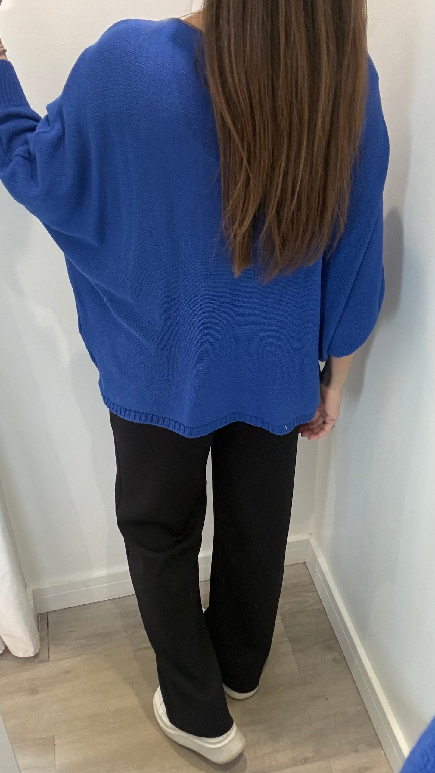 COBALT BLUE CROSSOVER KNIT TOP