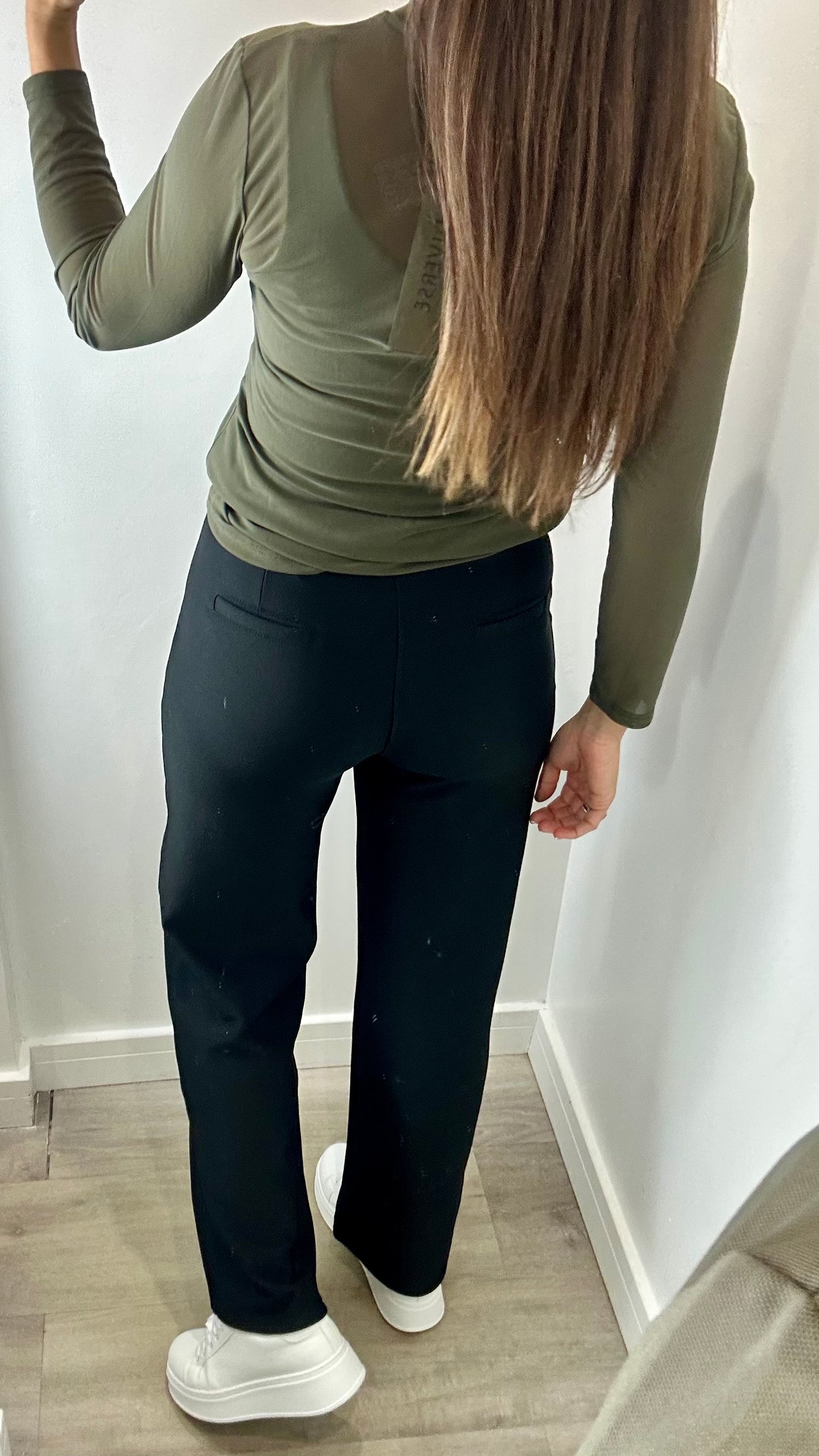 BLACK TAILORED STRETCHY TROUSERS