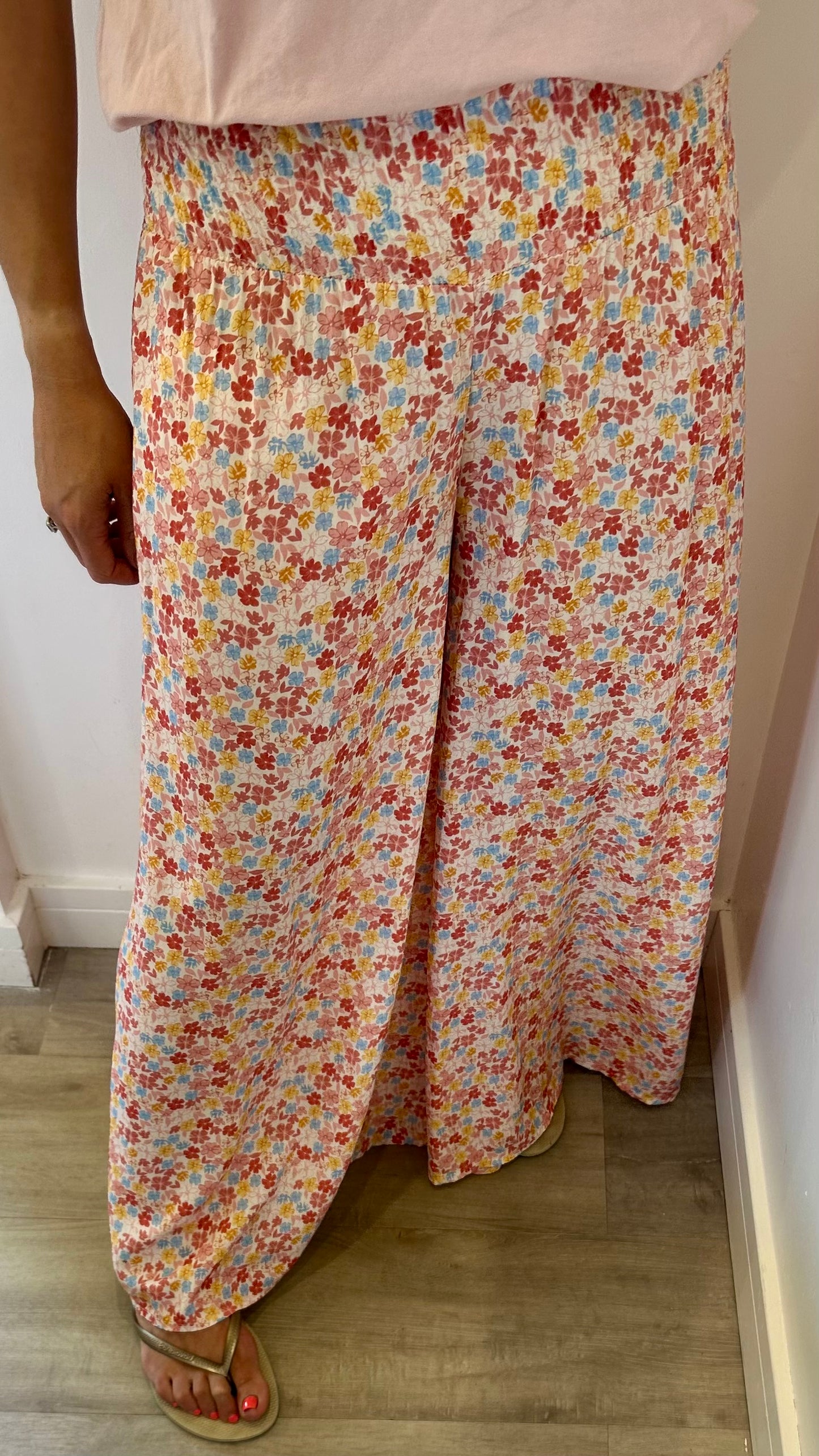 PINK AND CORAL PALAZZO TROUSERS