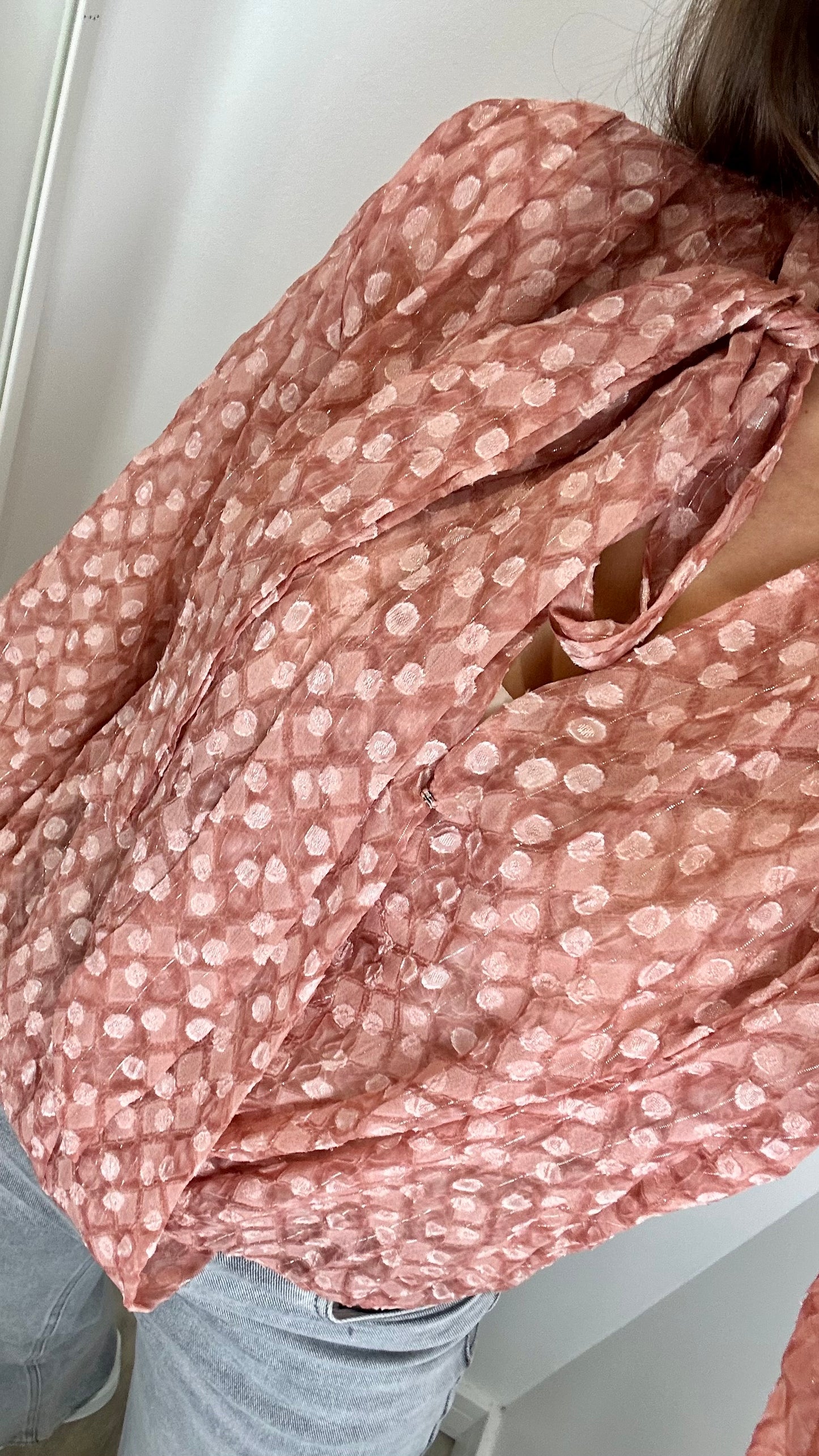 ROSE PINK METALLIC THREAD BLOUSE