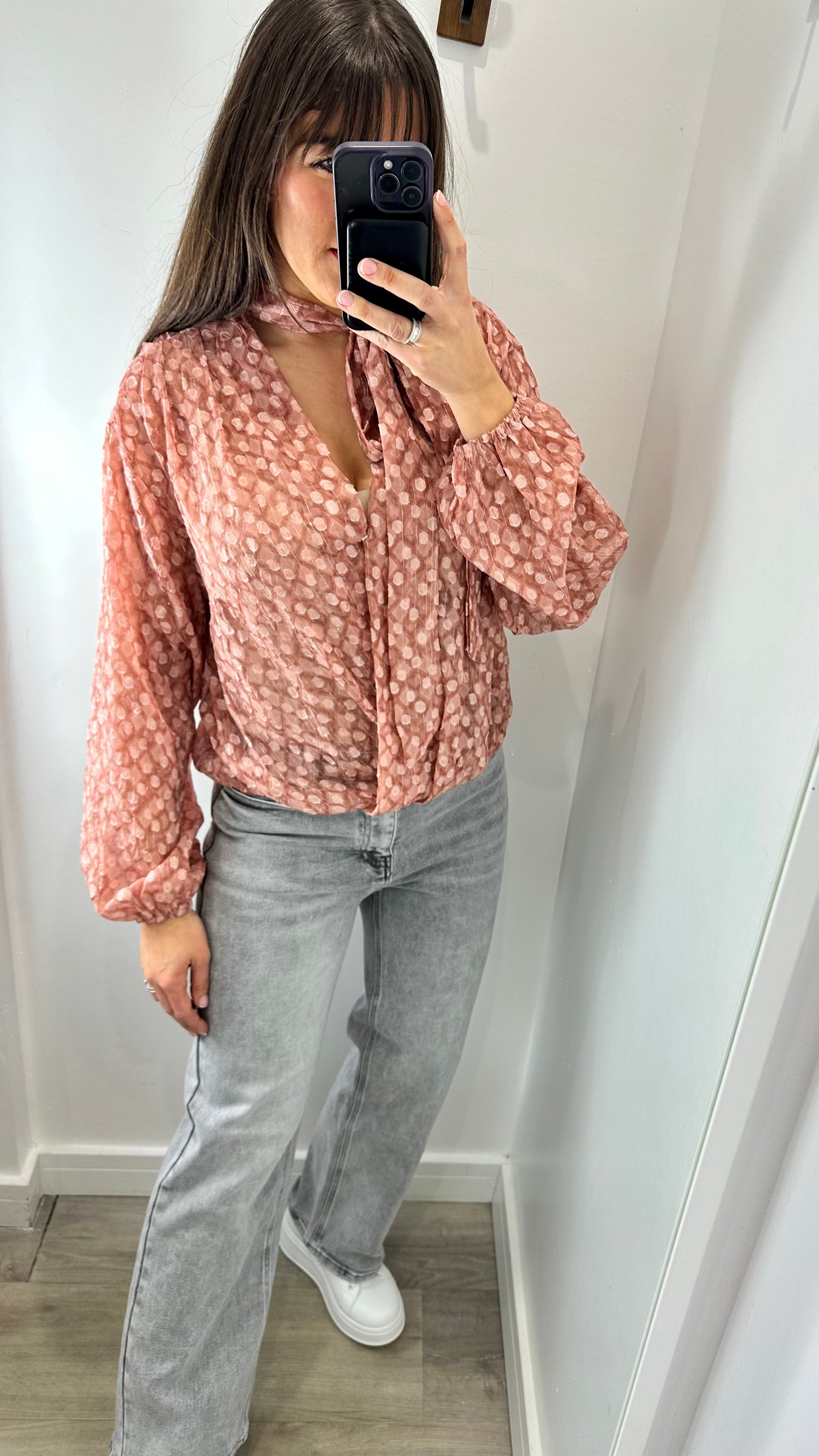 ROSE PINK METALLIC THREAD BLOUSE