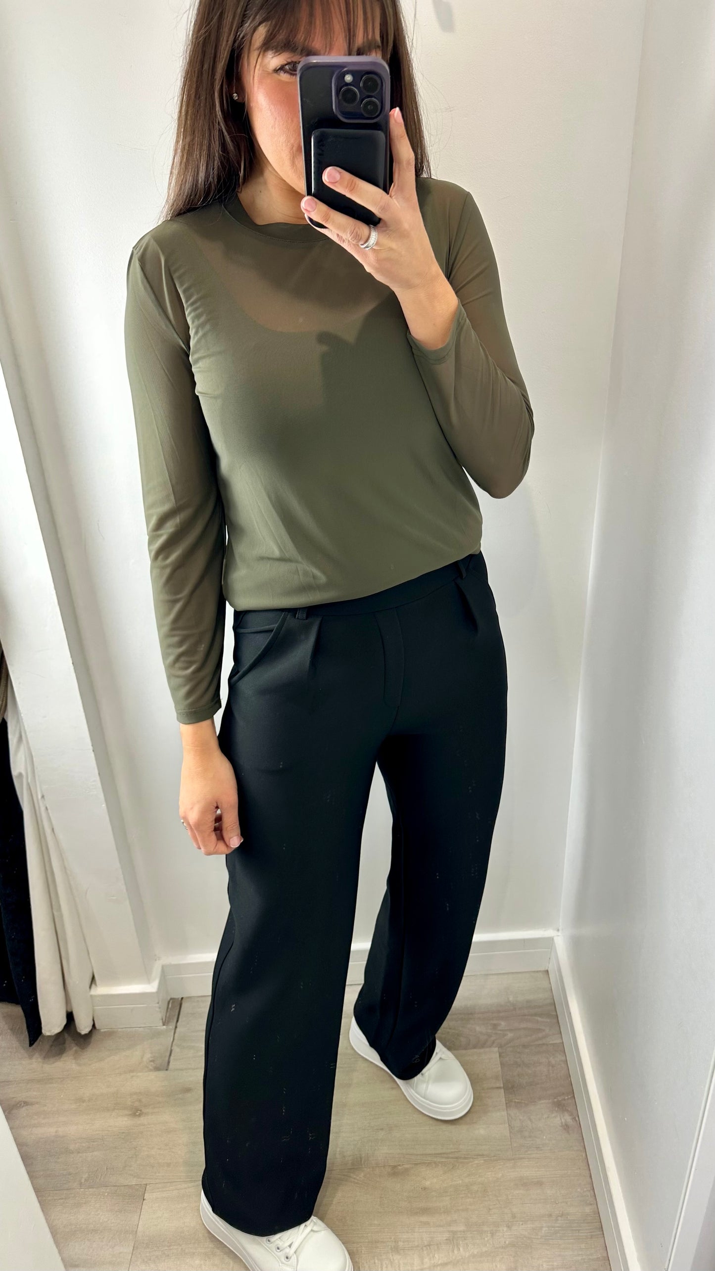 BLACK TAILORED STRETCHY TROUSERS