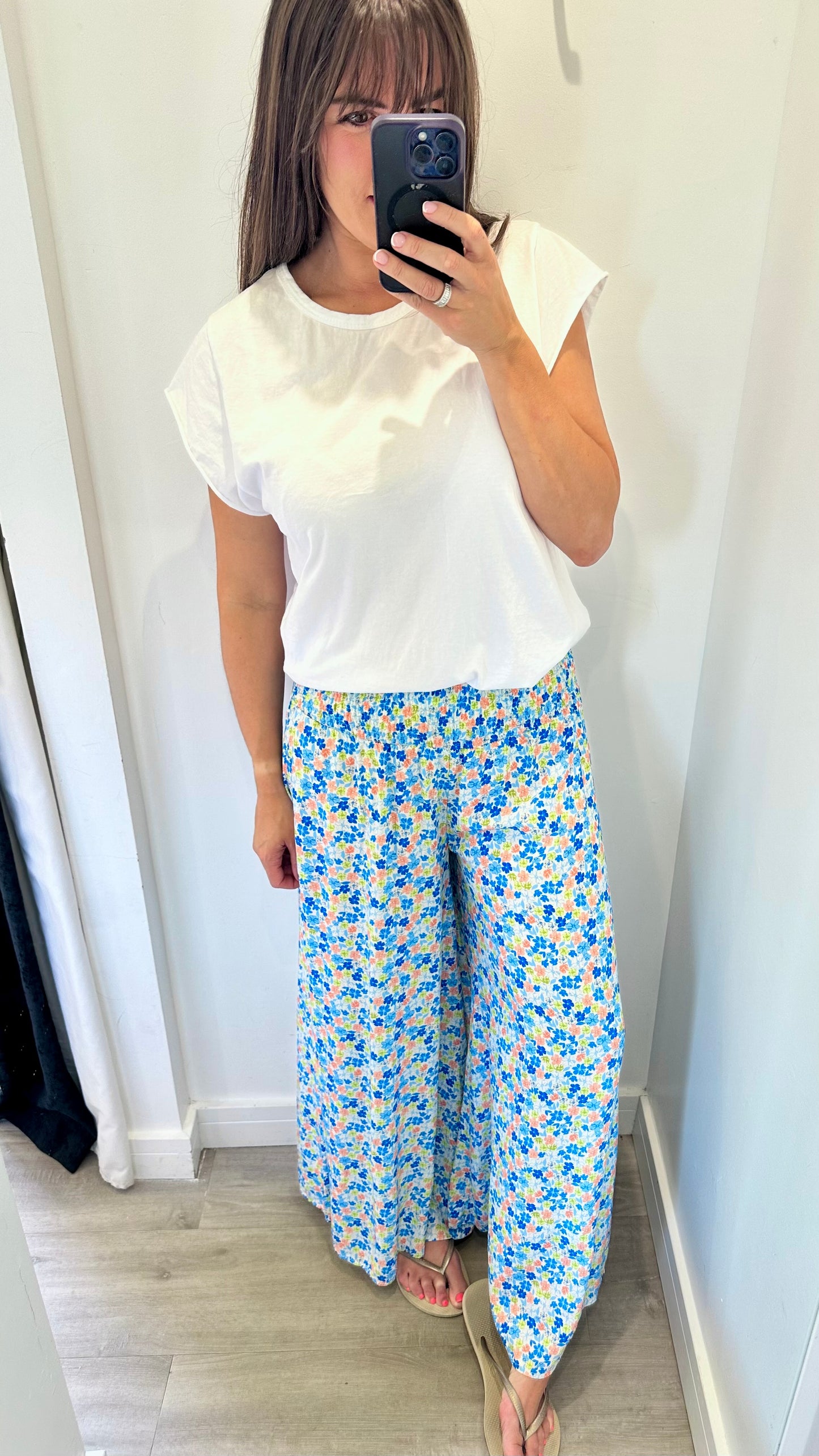 BLUE FLORAL PALAZZO TROUSERS