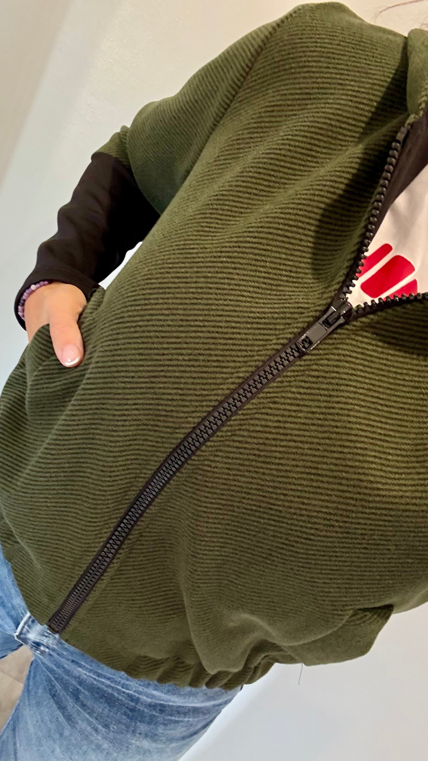 KHAKI GREEN CONTRAST BOMBER JACKET