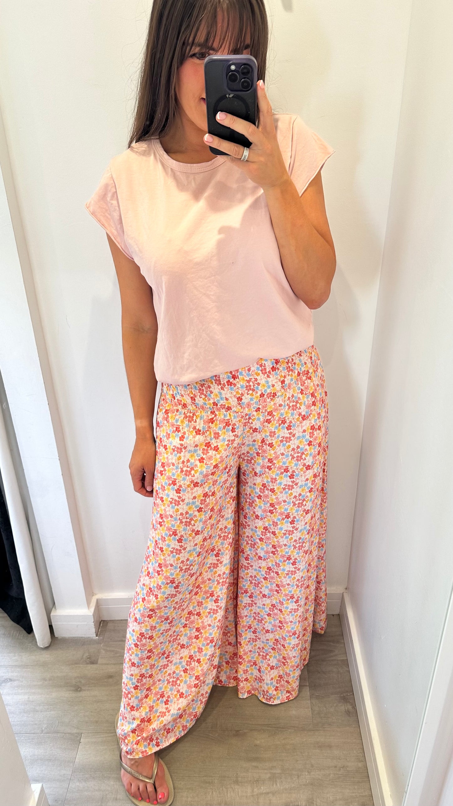 PINK AND CORAL PALAZZO TROUSERS