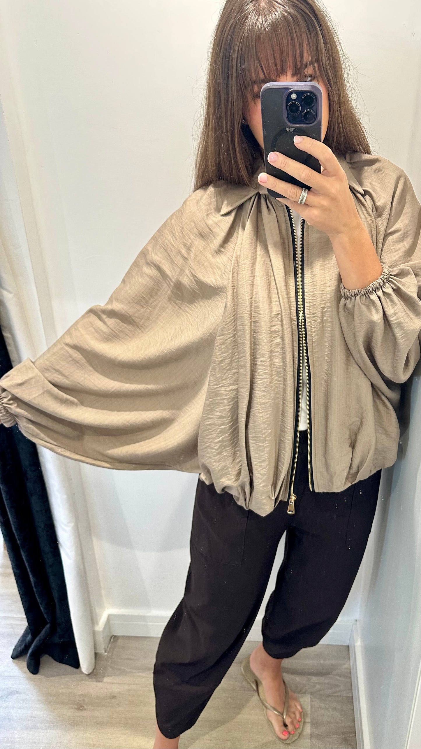 MOCHA BALLOON SLEEVE JACKET