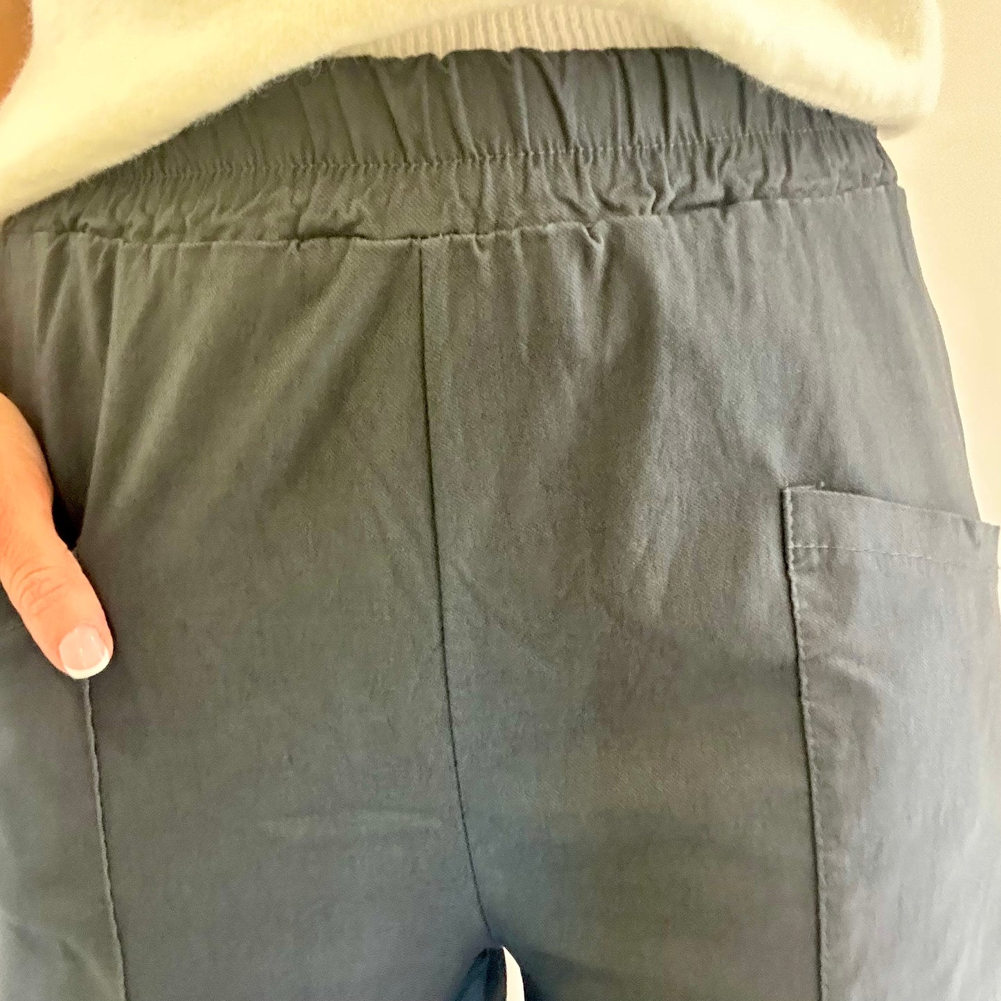 CHARCOAL CROPPED POCKET TROUSERS