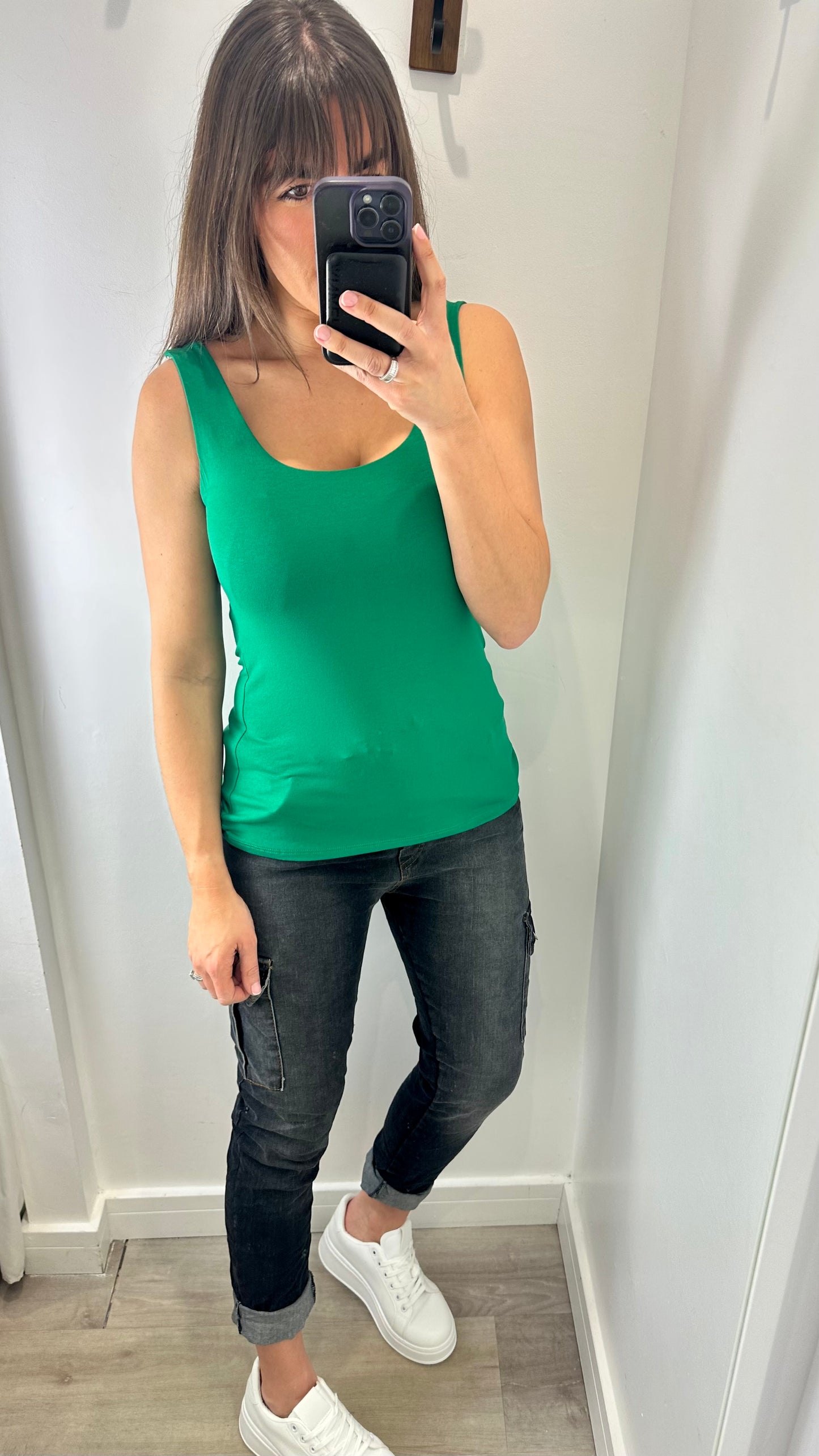 GREEN CAMI VEST TOP