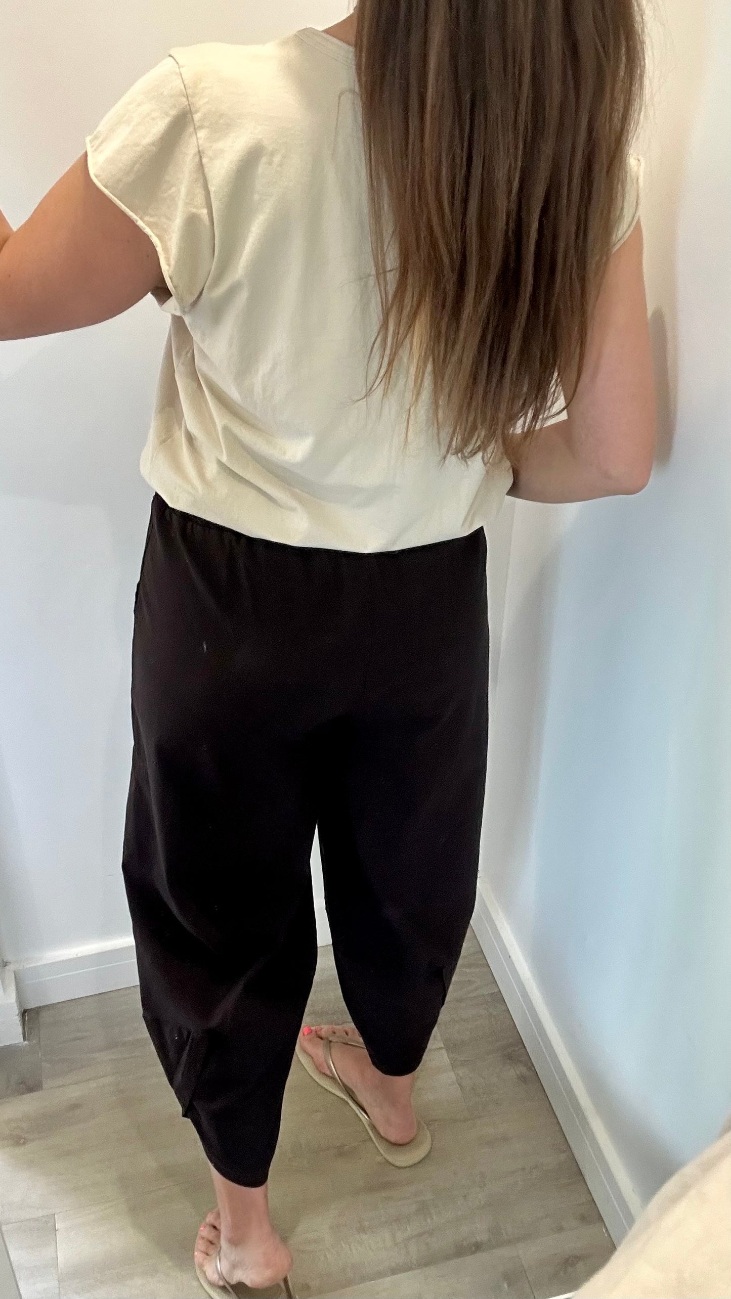BROWN CROPPED POCKET TROUSERS