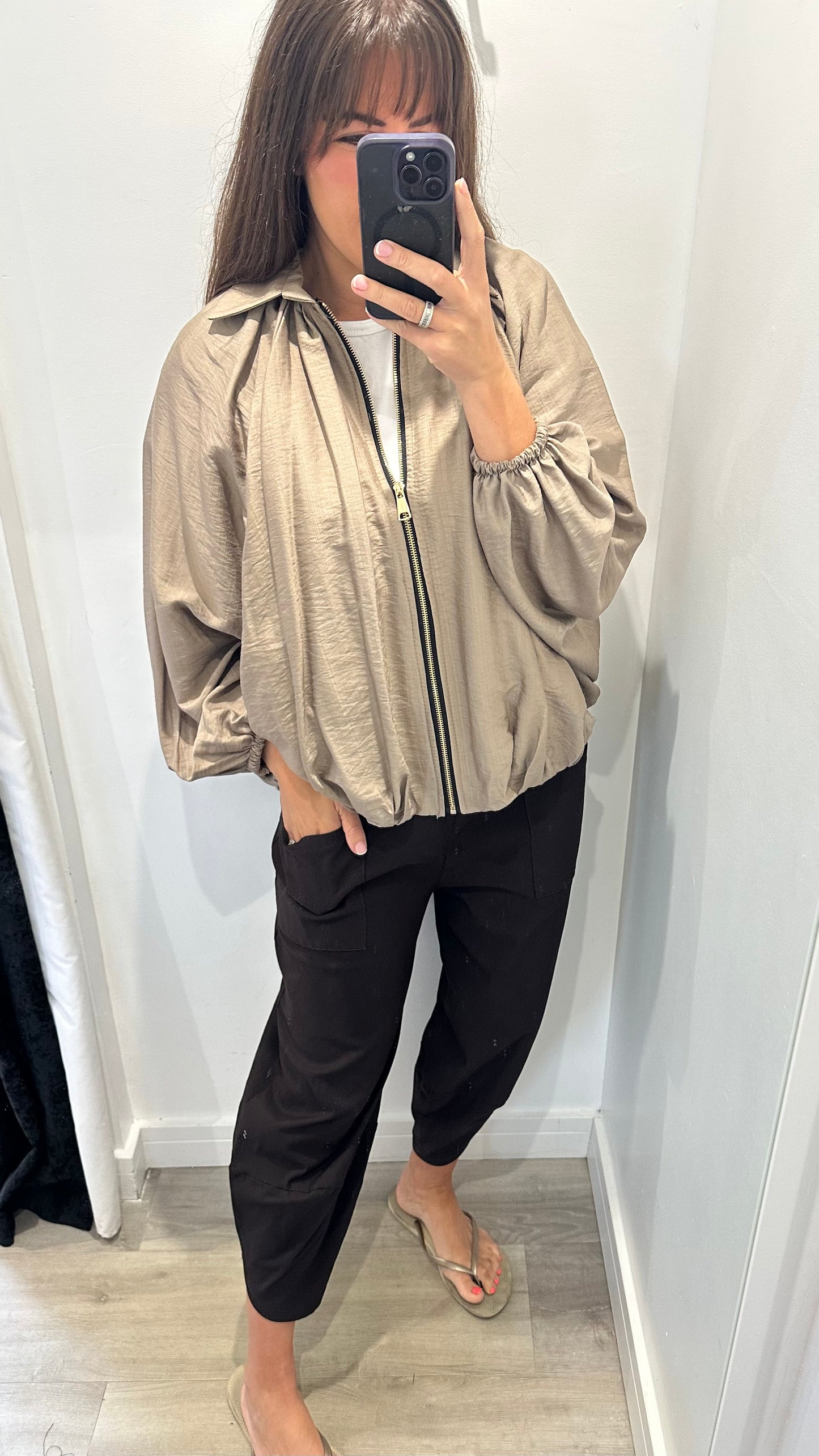 MOCHA BALLOON SLEEVE JACKET
