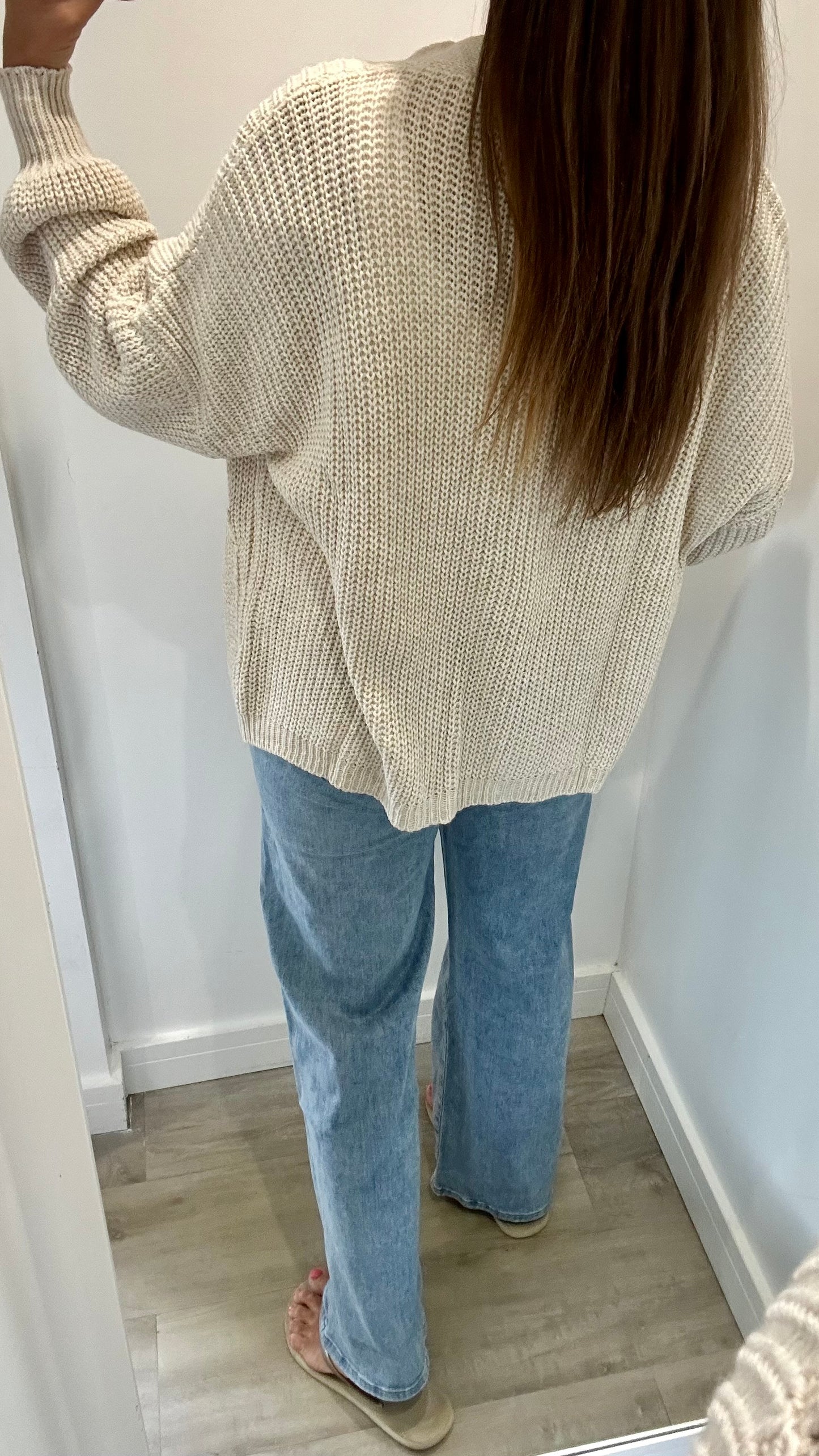 STONE OPEN FRONT POCKET CARDIGAN