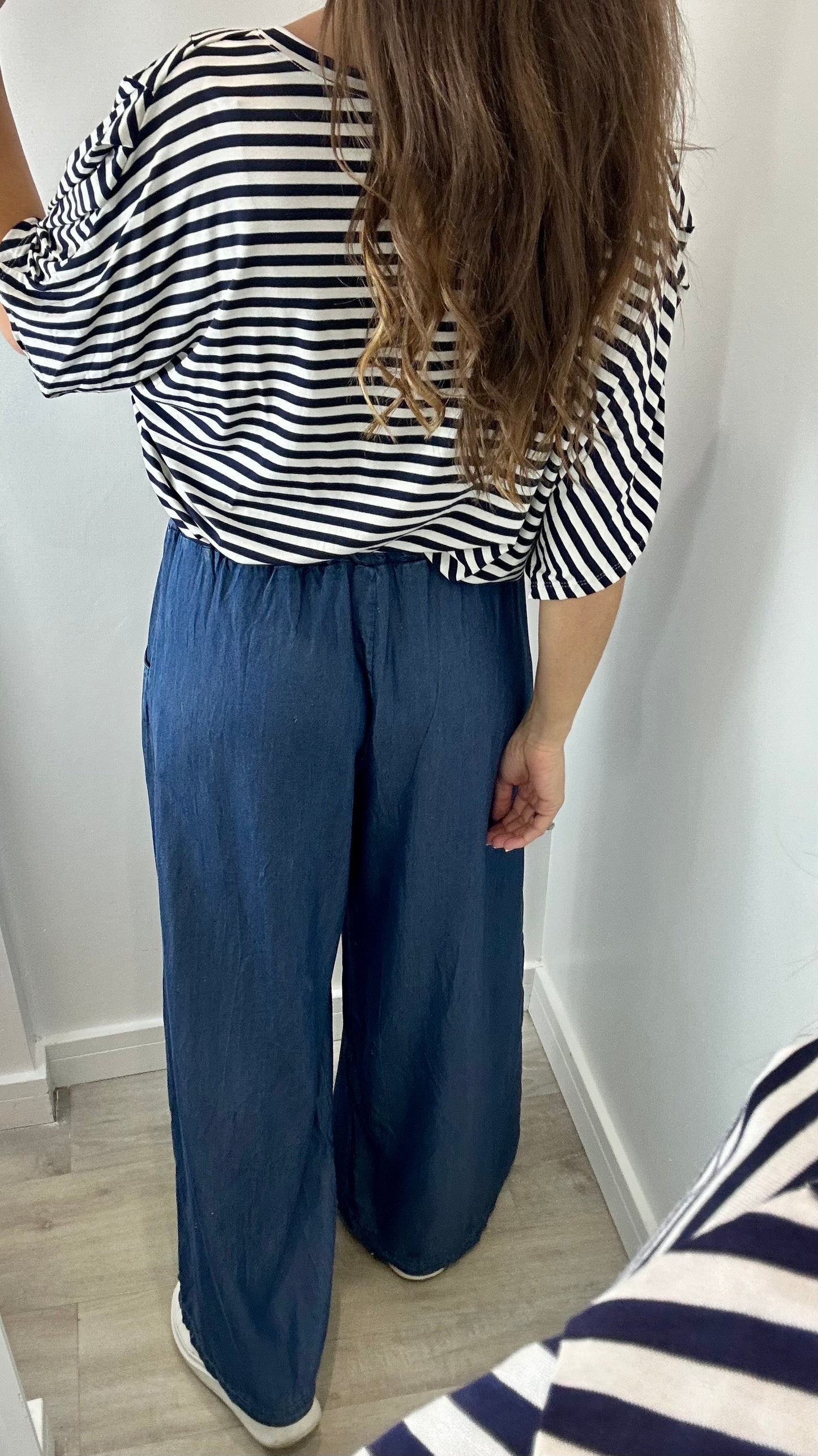 MID BLUE DENIM PALAZZO PANT