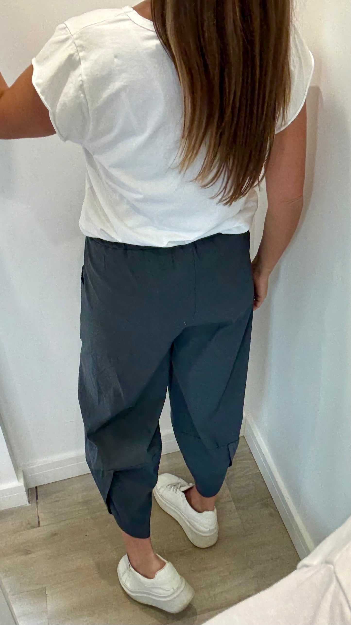 CHARCOAL CROPPED POCKET TROUSERS